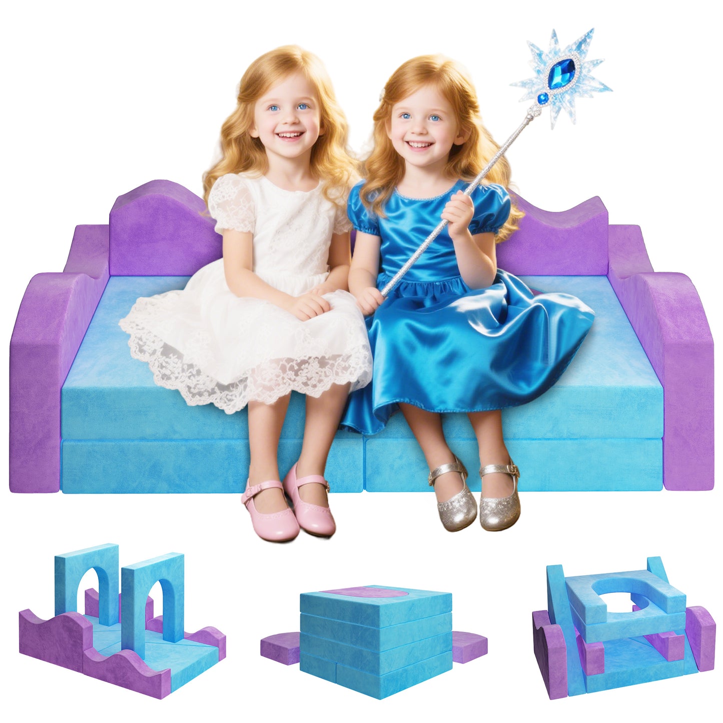 10PCS Modular Kids Play Couch for Playroom, Convertible Toddler Sofa with Foam Climbing Blocks, Non-Slip Design, Indoor Creative Play Set for Crawling, Fort Building & Safe Play