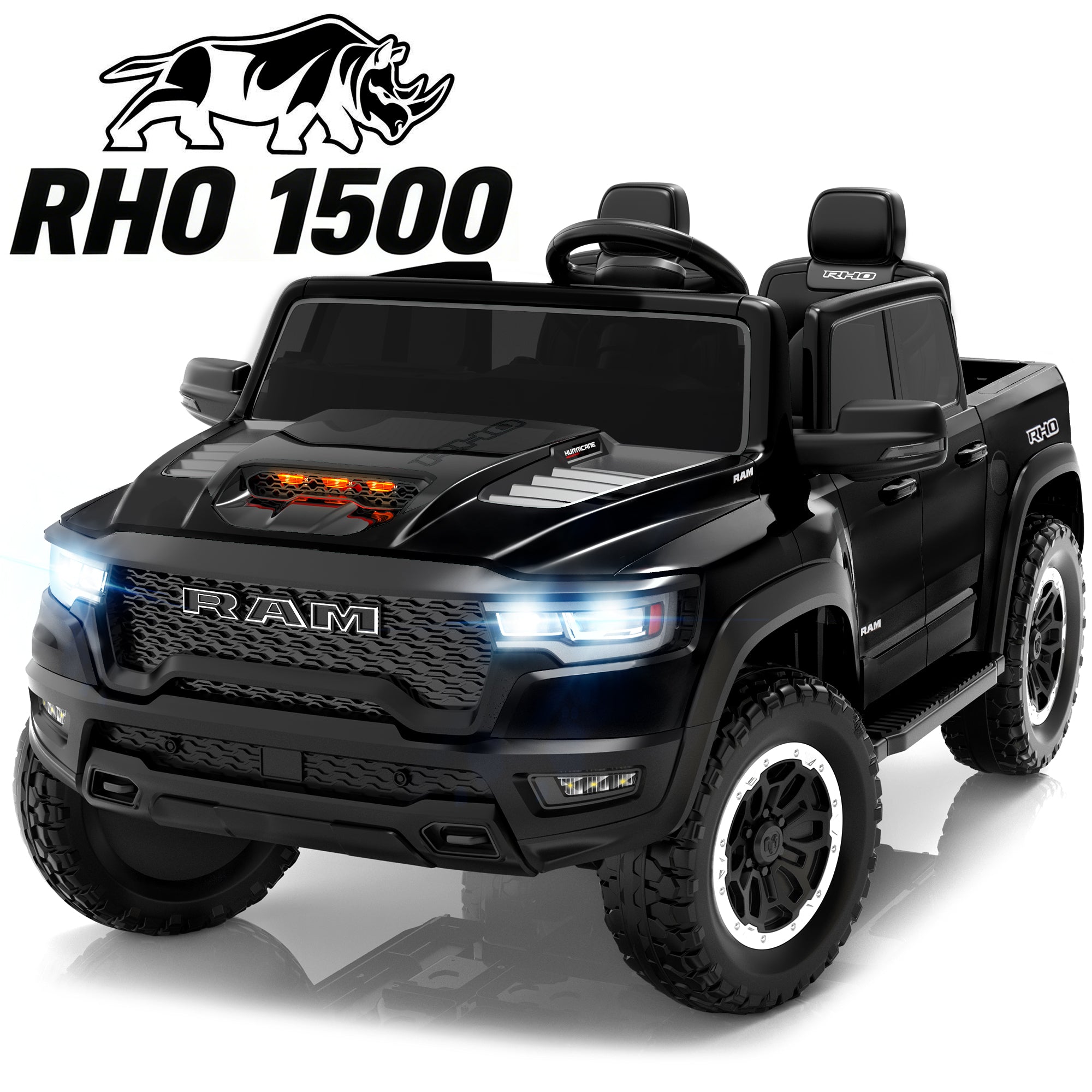 iYofe Ram 24V Ride on Car 2 Seater, Ram 1500 RHO Battery Powered Electric Car Truck with 4 Wheels, Ride on Toy with Remote Control for Big Kids Toddlers 3-8 Boys Girls, Bluetooth & Trunk