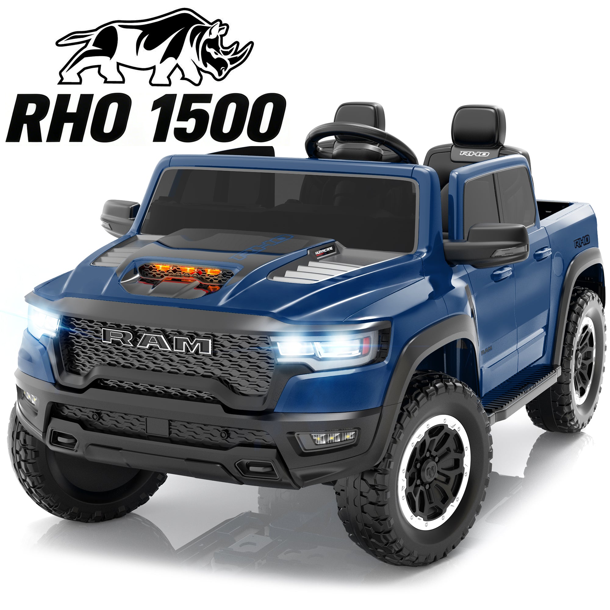 iYofe Ram 24V Ride on Car 2 Seater, Ram 1500 RHO Battery Powered Electric Car Truck with 4 Wheels, Ride on Toy with Remote Control for Big Kids Toddlers 3-8 Boys Girls, Bluetooth & Trunk