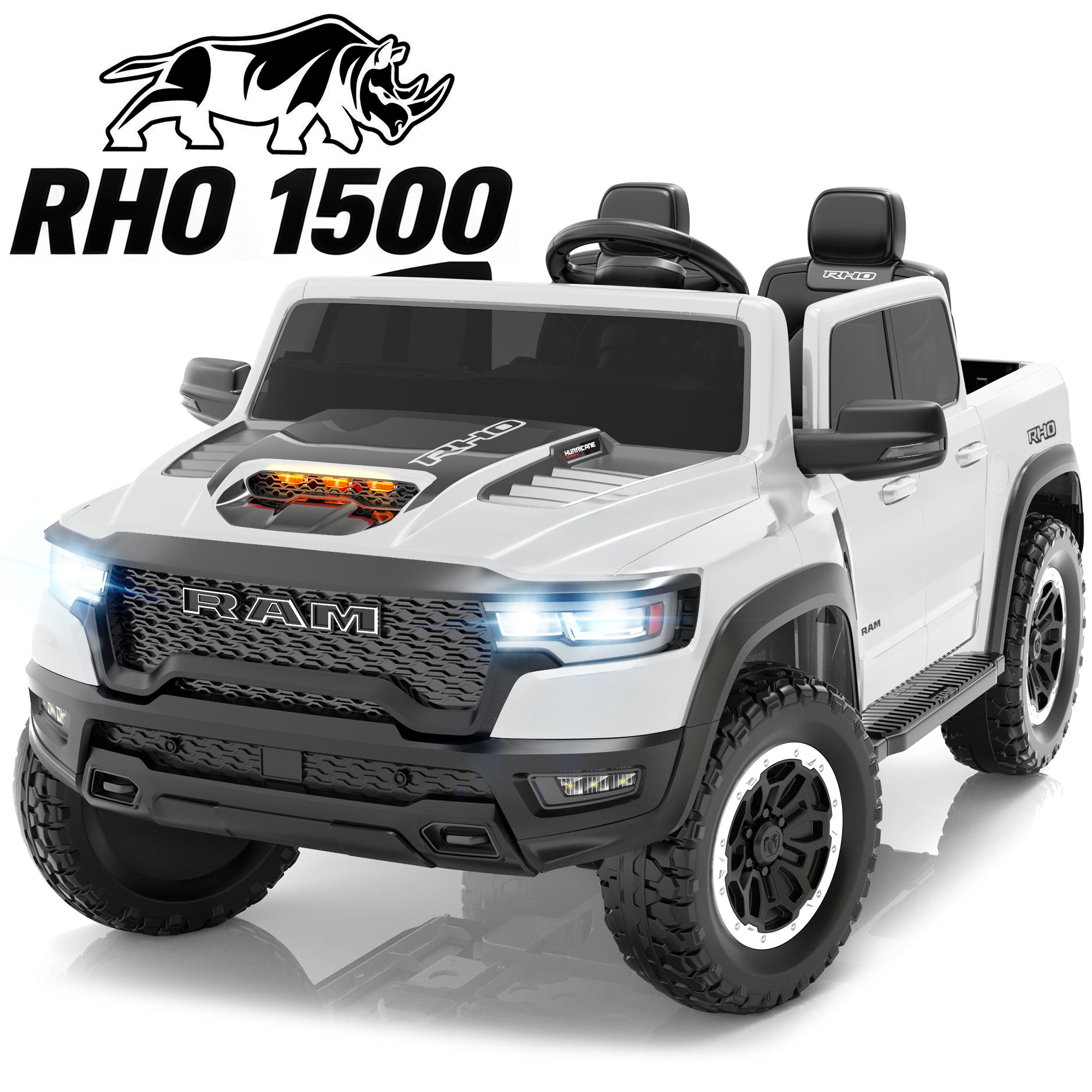 iYofe Ram 24V Ride on Car 2 Seater, Ram 1500 RHO Battery Powered Electric Car Truck with 4 Wheels, Ride on Toy with Remote Control for Big Kids Toddlers 3-8 Boys Girls, Bluetooth & Trunk