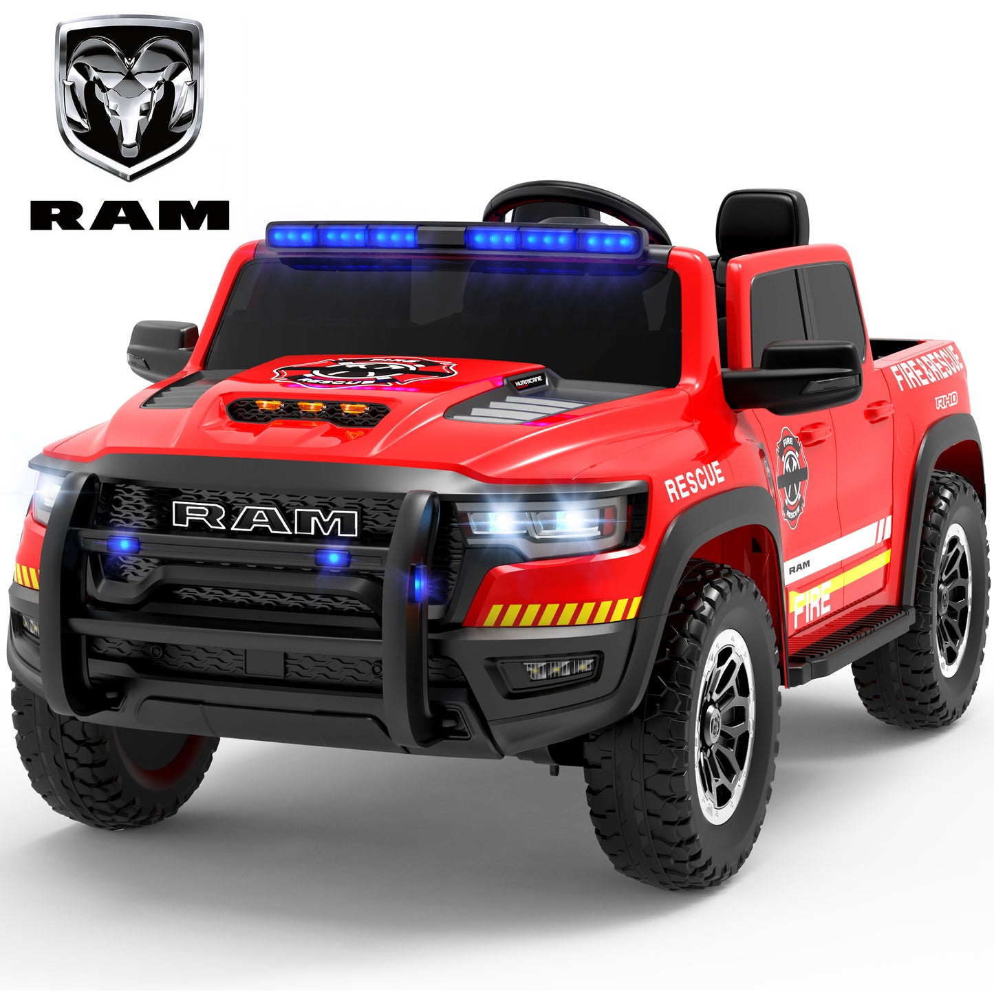 Ram Ride on Car Toys 2 Seater, 24V Ram 1500 Battery Powered Ride on Toy Truck with Remote Control, Electric Car for Kids Girls 3-8 w/ Bluetooth, Rear Storage Trunk, Safety Belt, 4 Wheelers