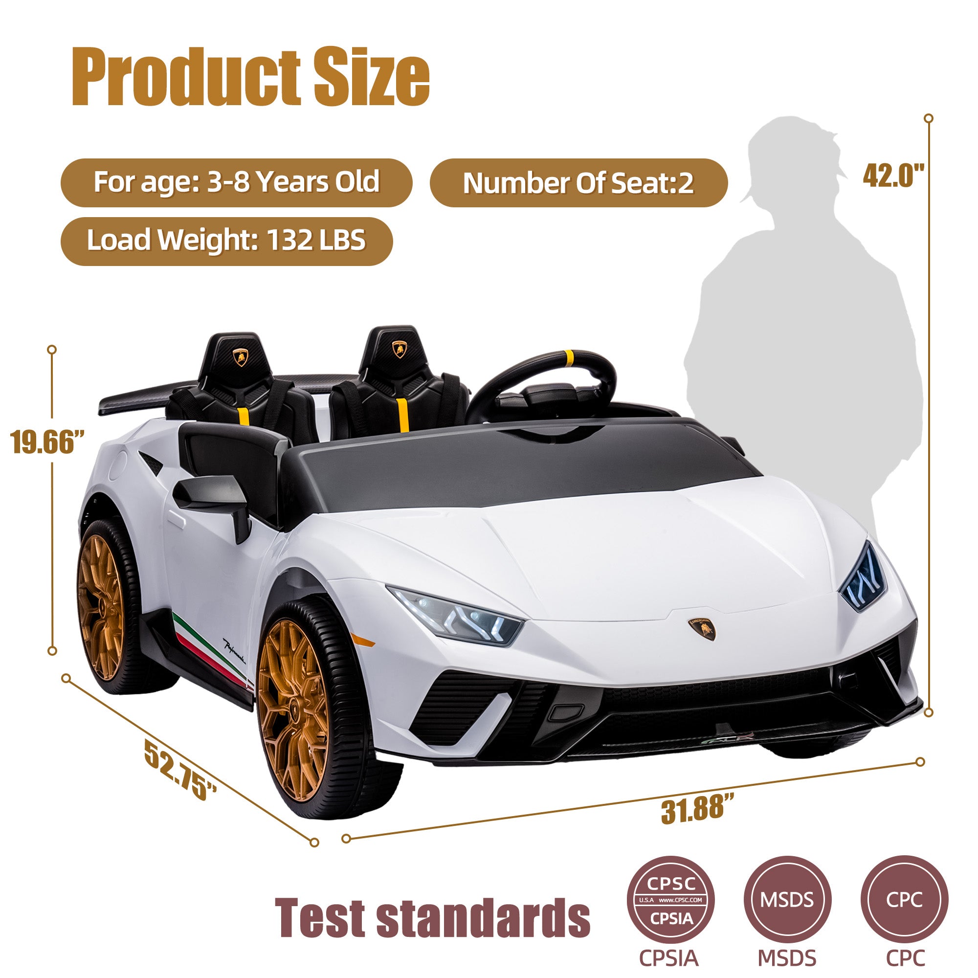 Lamborghini 24V Ride on Car for Big Kids, Lamborghini Huracan Battery Powered Ride on Toy with Remote Control, Electric Car for Kids Toddlers 3-8, 4 Wheelers Car w/ Bluetooth & Light, 360° Spin, Pink