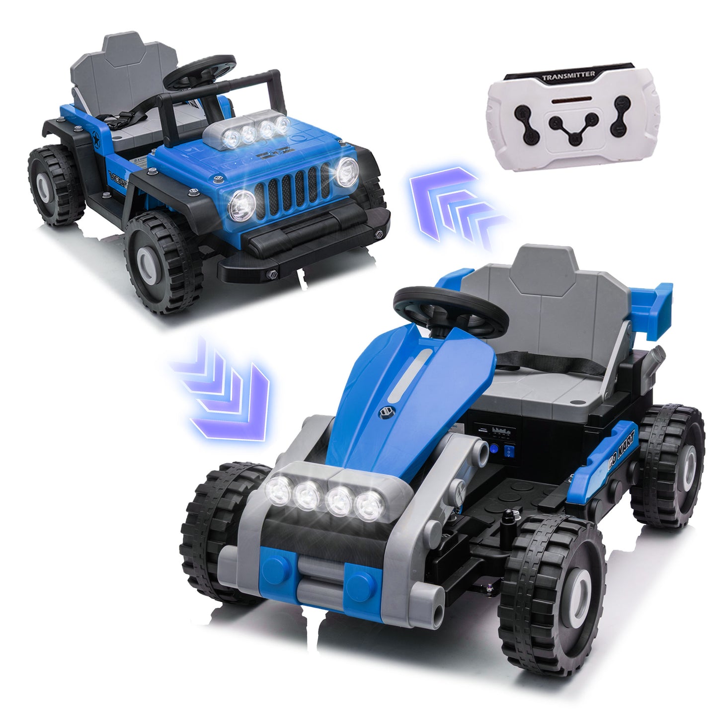 2-In-1 12V Kids Ride On Building Block Cars with Remote Control, Electric Truck Car/Kart-Switch Freely, Toddler Car with Multifunctional Control Panel, Toys Gift for Boys Girls 2-4