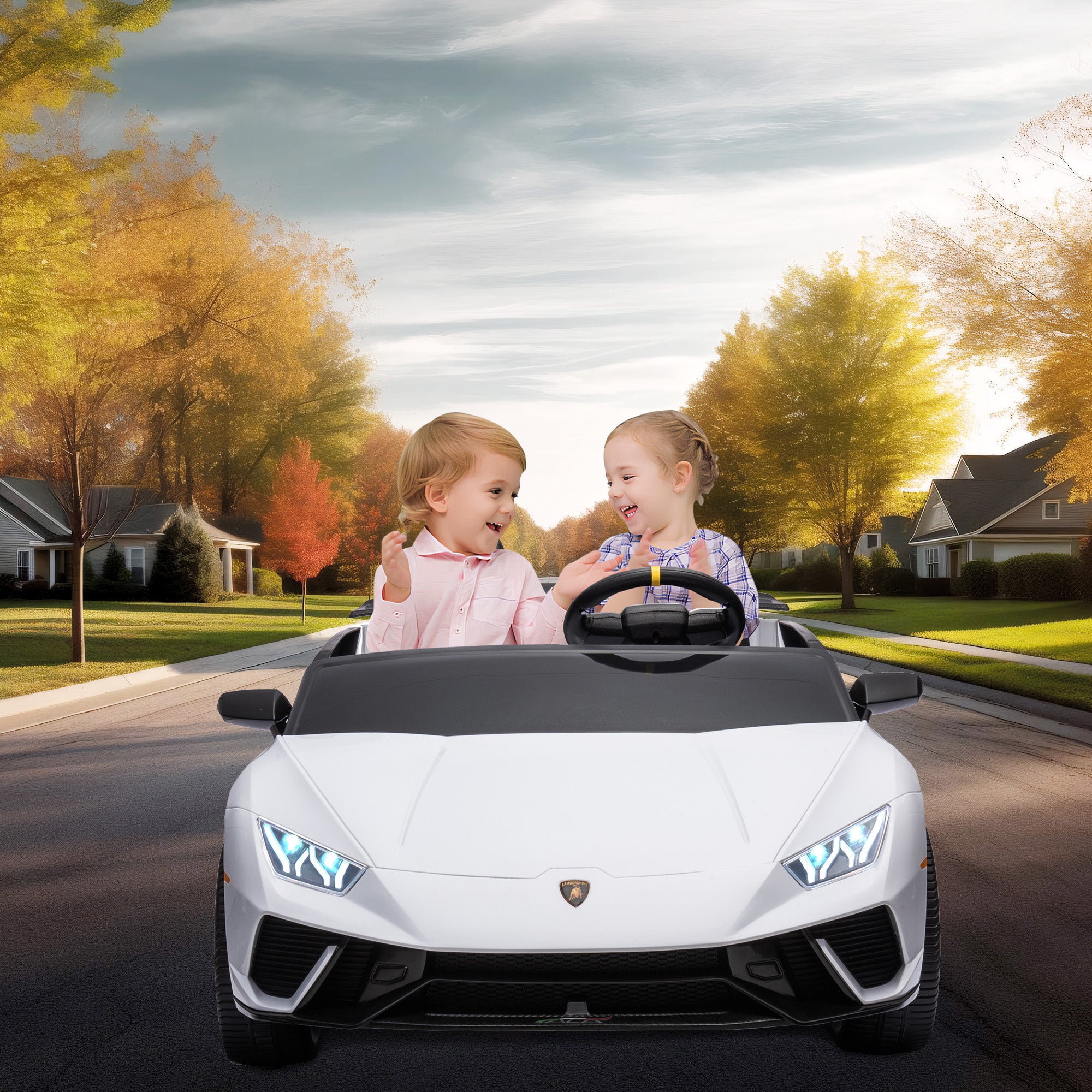 Lamborghini 24V Ride on Car for Big Kids, Lamborghini Huracan Battery Powered Ride on Toy with Remote Control, Electric Car for Kids Toddlers 3-8, 4 Wheelers Car w/ Bluetooth & Light, 360° Spin, Pink