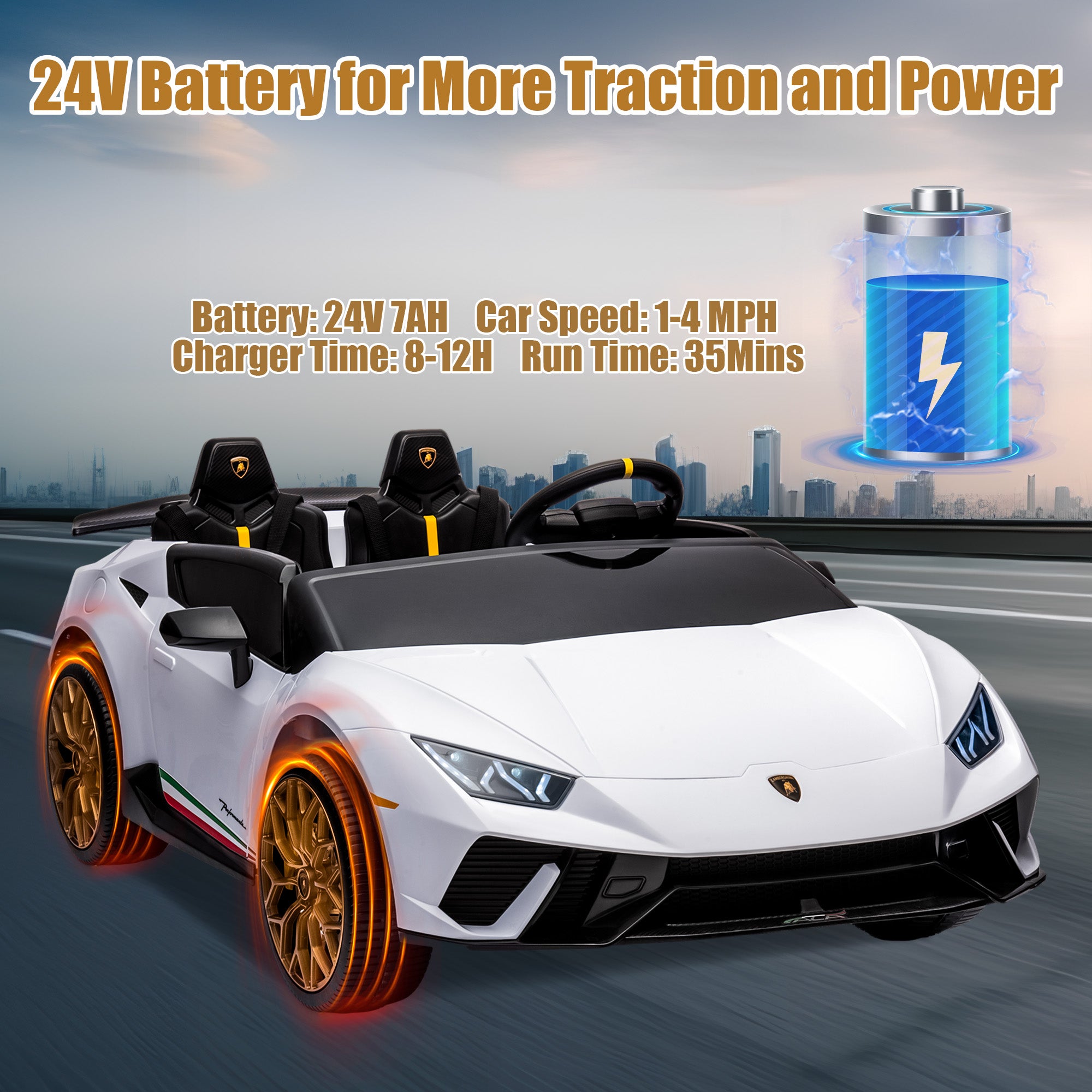 Lamborghini 24V Ride on Car for Big Kids, Lamborghini Huracan Battery Powered Ride on Toy with Remote Control, Electric Car for Kids Toddlers 3-8, 4 Wheelers Car w/ Bluetooth & Light, 360° Spin, Pink