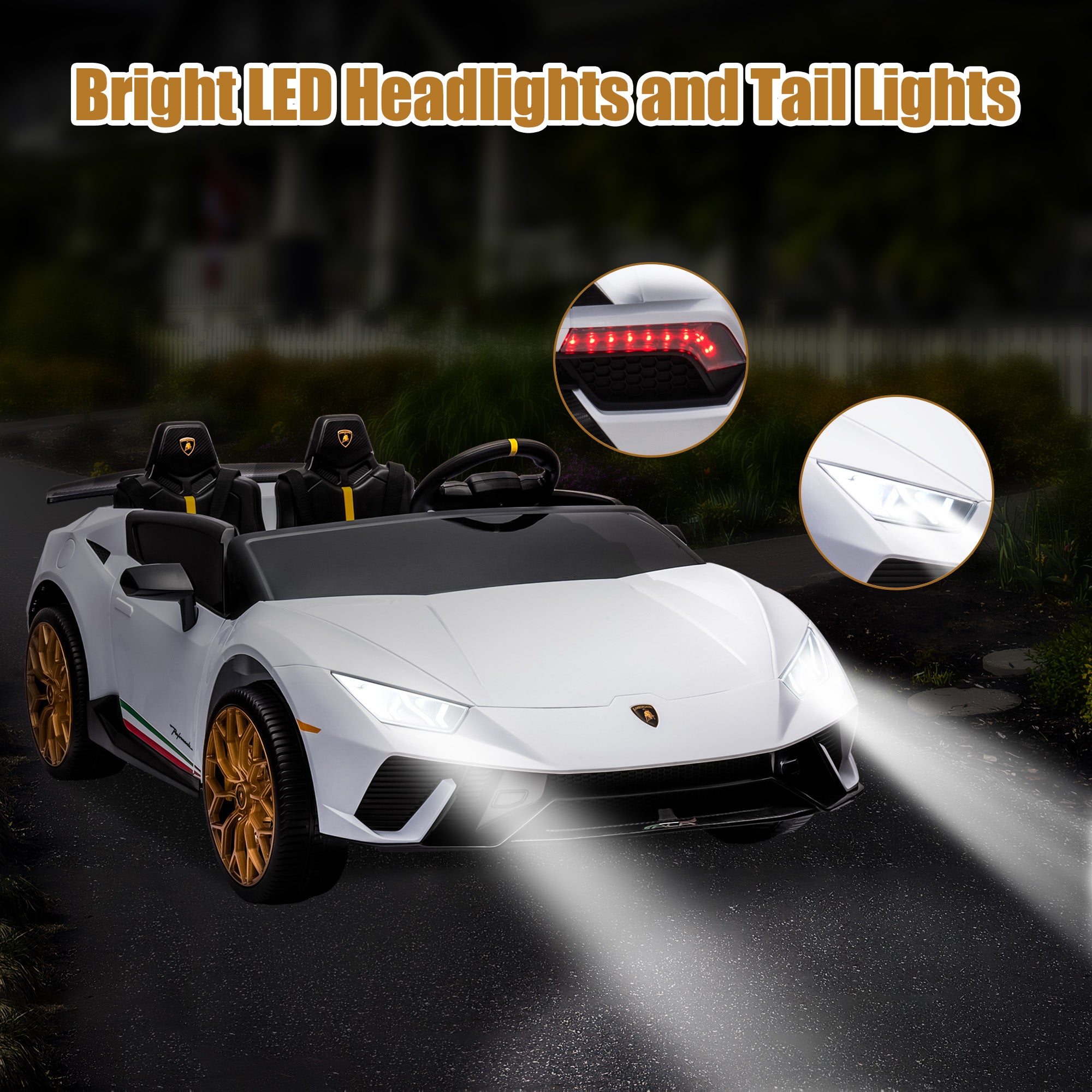 Lamborghini 24V Ride on Car for Big Kids, Lamborghini Huracan Battery Powered Ride on Toy with Remote Control, Electric Car for Kids Toddlers 3-8, 4 Wheelers Car w/ Bluetooth & Light, 360° Spin, Pink