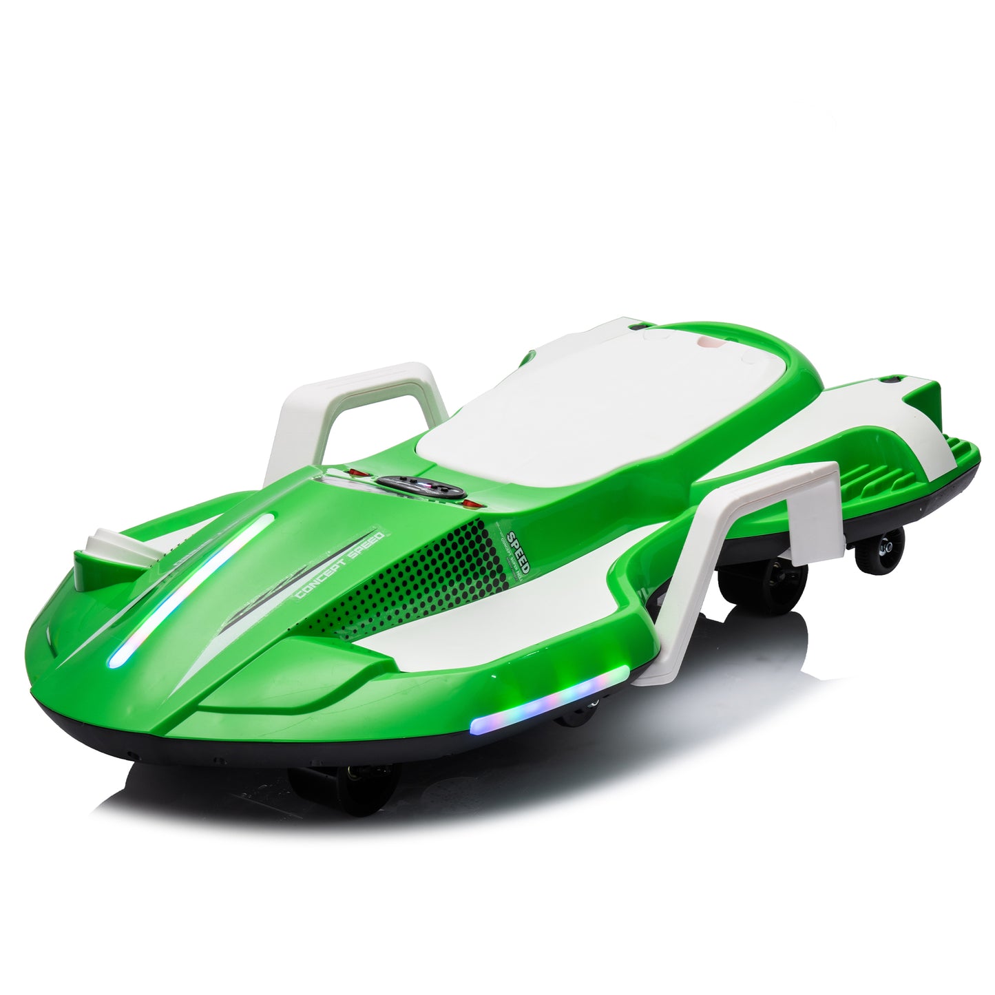 iYofe 24V Drift Cart 200W Kids' Electric Vehicles Child Ride On Toys for Age 6+ Boys and Girls with Helmet Knee Pads, Spray Function, Gravity Steering, Colorful Light, Music, Blue