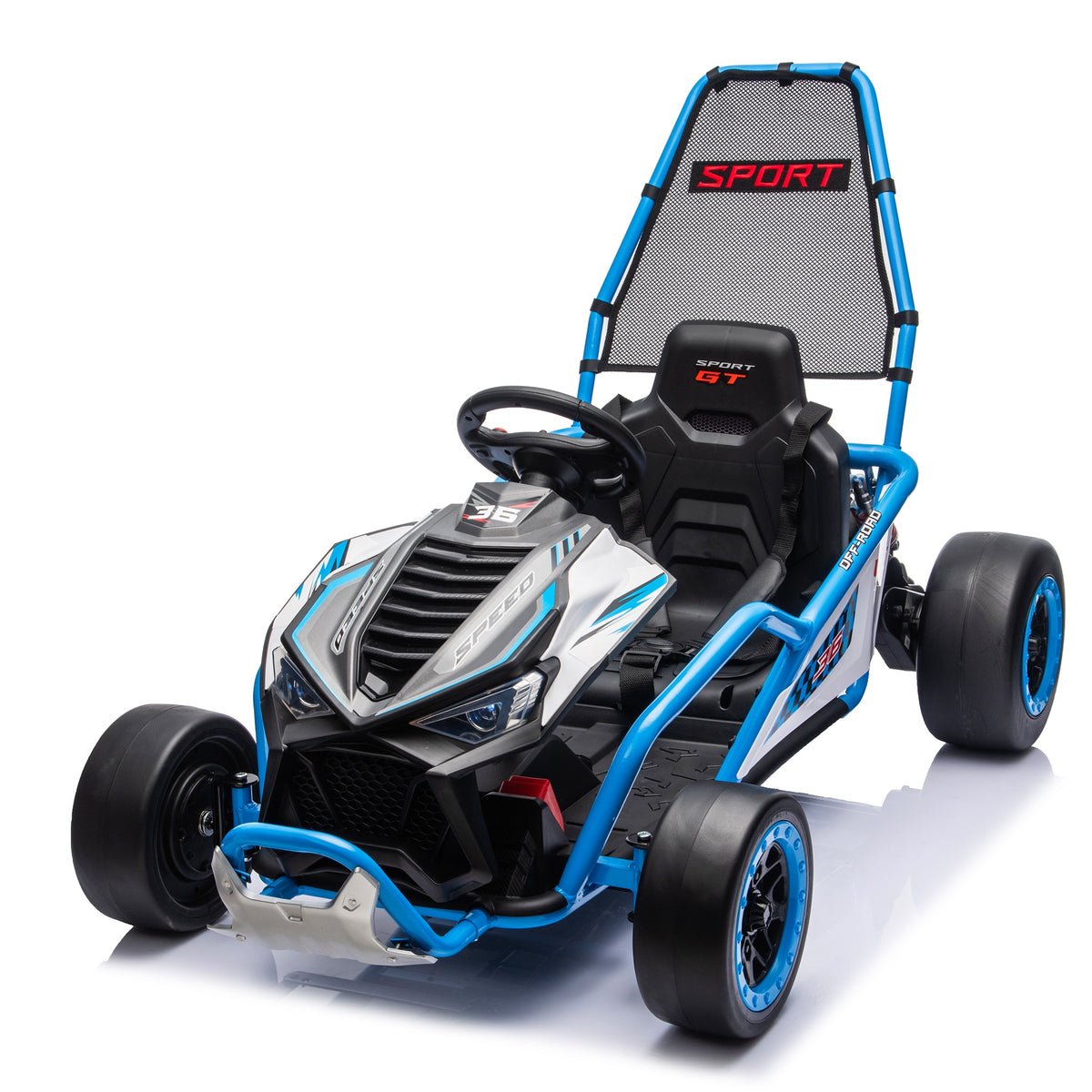 iYofe 24v Ride on Toys for Big Kids, 400w 7.5 Mph Electric Go Kart W/Front Eva Wheel, Music & Lights, Suspension, Bluetooth, 5 Point Harness, Kids Electric Car