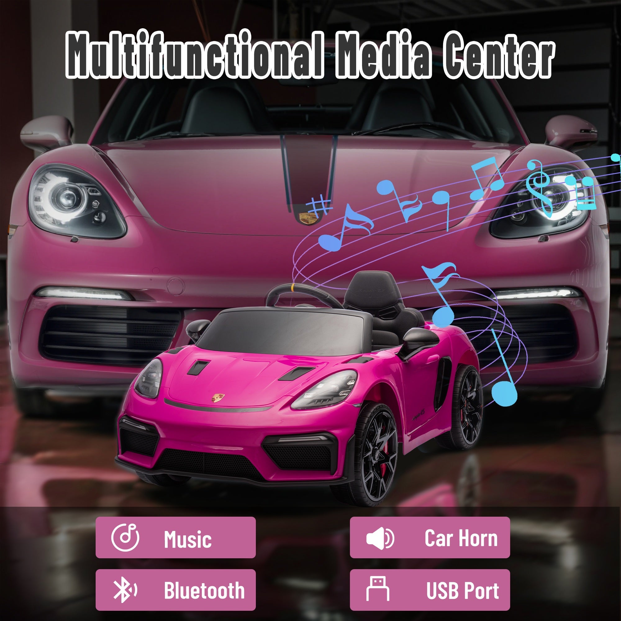 iYofe 12V Porsche 718 Spyder Electric Ride-On Car