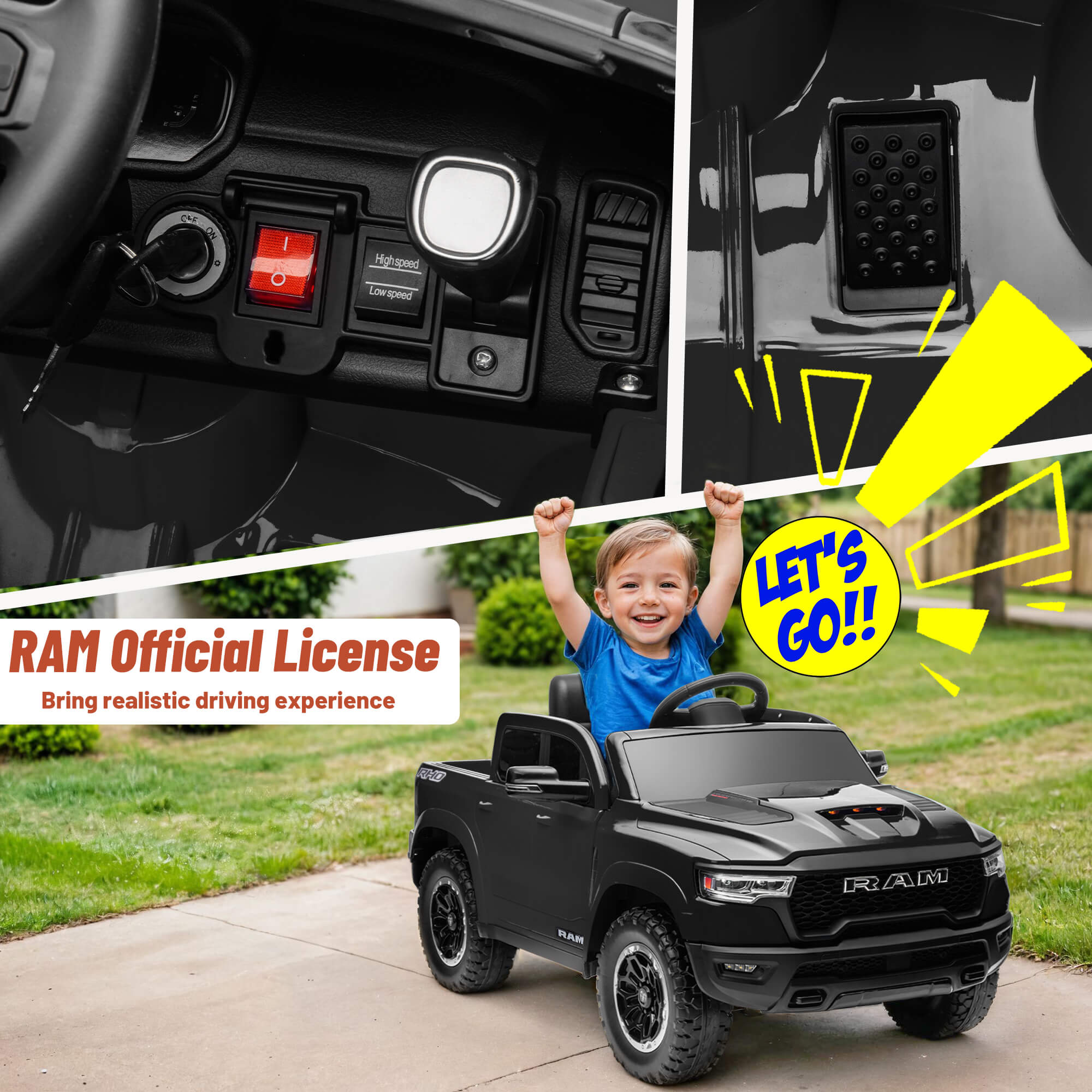 iYofe 12V RAM 1500 Electric Ride-On Car