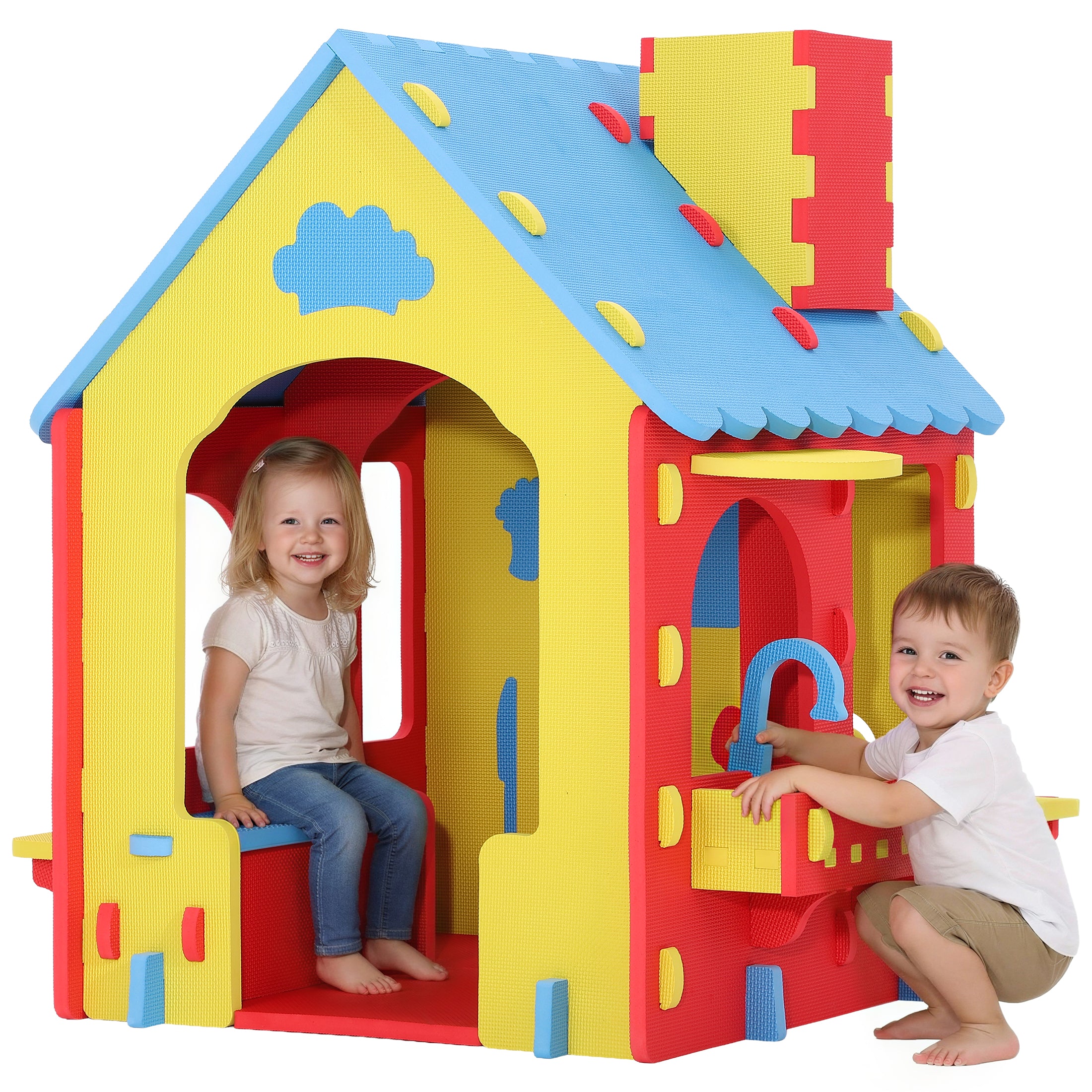 iYofe Playhouse for Kids Toddlers, Indoor & Outdoor PlayHouse, EVA Play Houses with Pretend Kitchen/Food/Cookware Set/Chair, Girls Boys Pretend Play Toy Gift, Screwless Easy Assembly