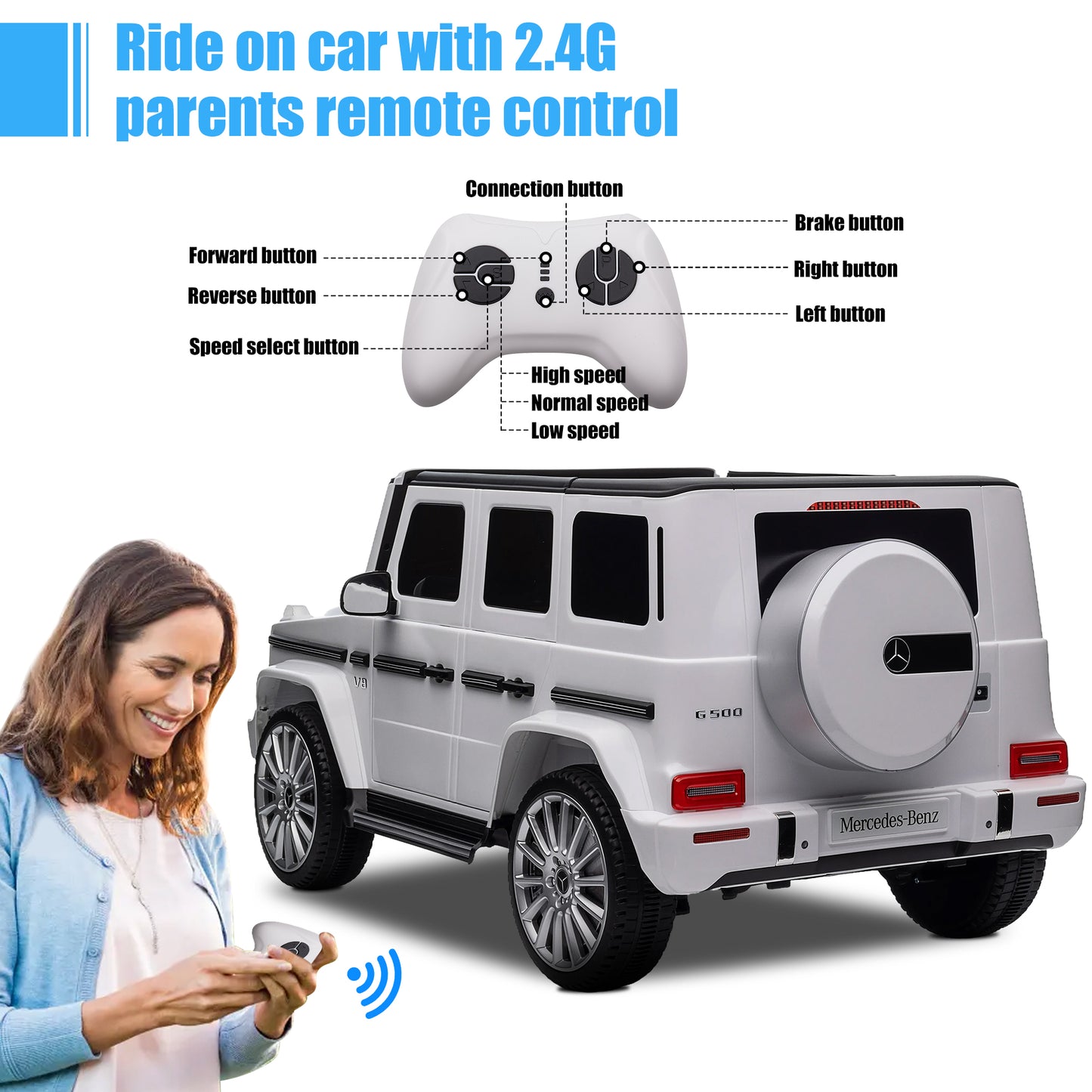 24V Ride on Car for Kids with 2.4G Remote Control Mercedes Benz Ride on Car Toy for Boys and Girls 3-6 Years Old, Electric Vehicle, Bluetooth, LED Light