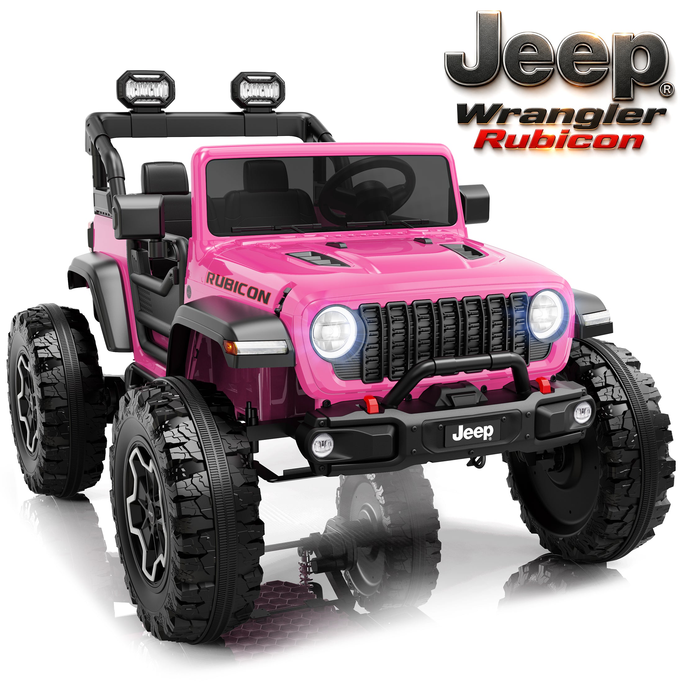 iYofe Jeep Wrangler Rubicon 24V 2 Seater Truck Powered Ride on with Remote Control&Bluetooth