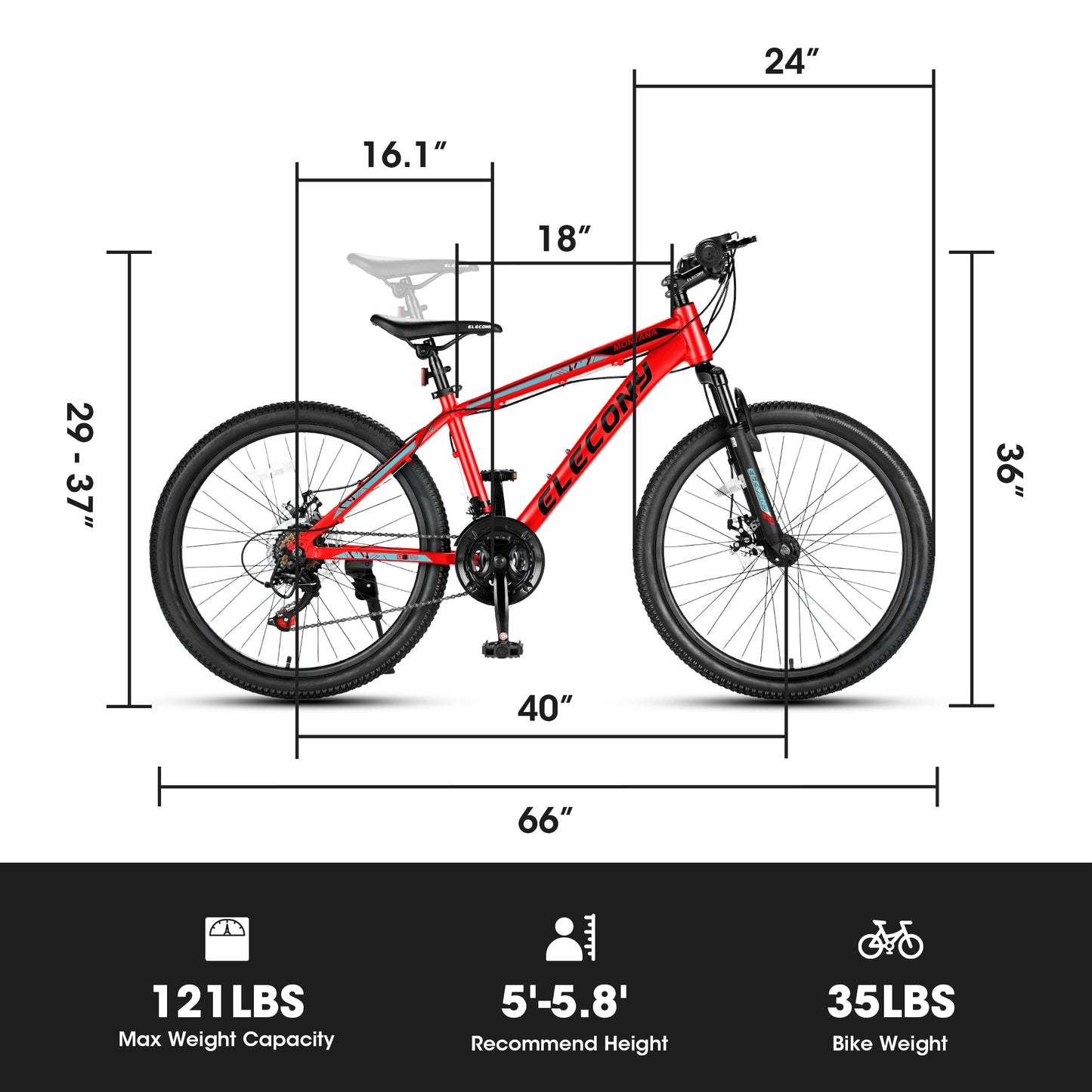 iYofe 24 in Mountain Bike for Teenagers and Adults, Shimano 21 Speed Mountain bicycle with Dual Disc Brakes, Front Suspension, 86% Assembled