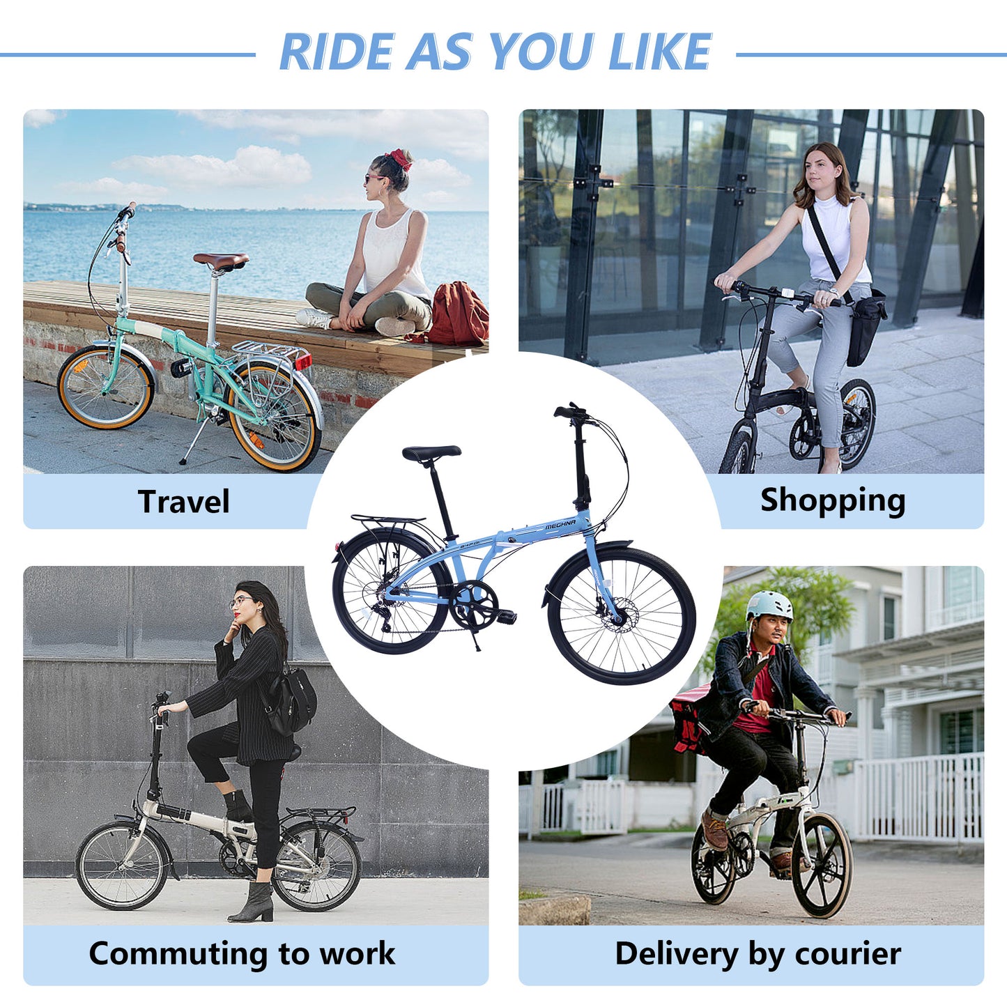 iYofe 24" Folding Bike for Adult Women and Men, Shimano 7 speed City Bicycle, Commuter bike, 99% Assembled