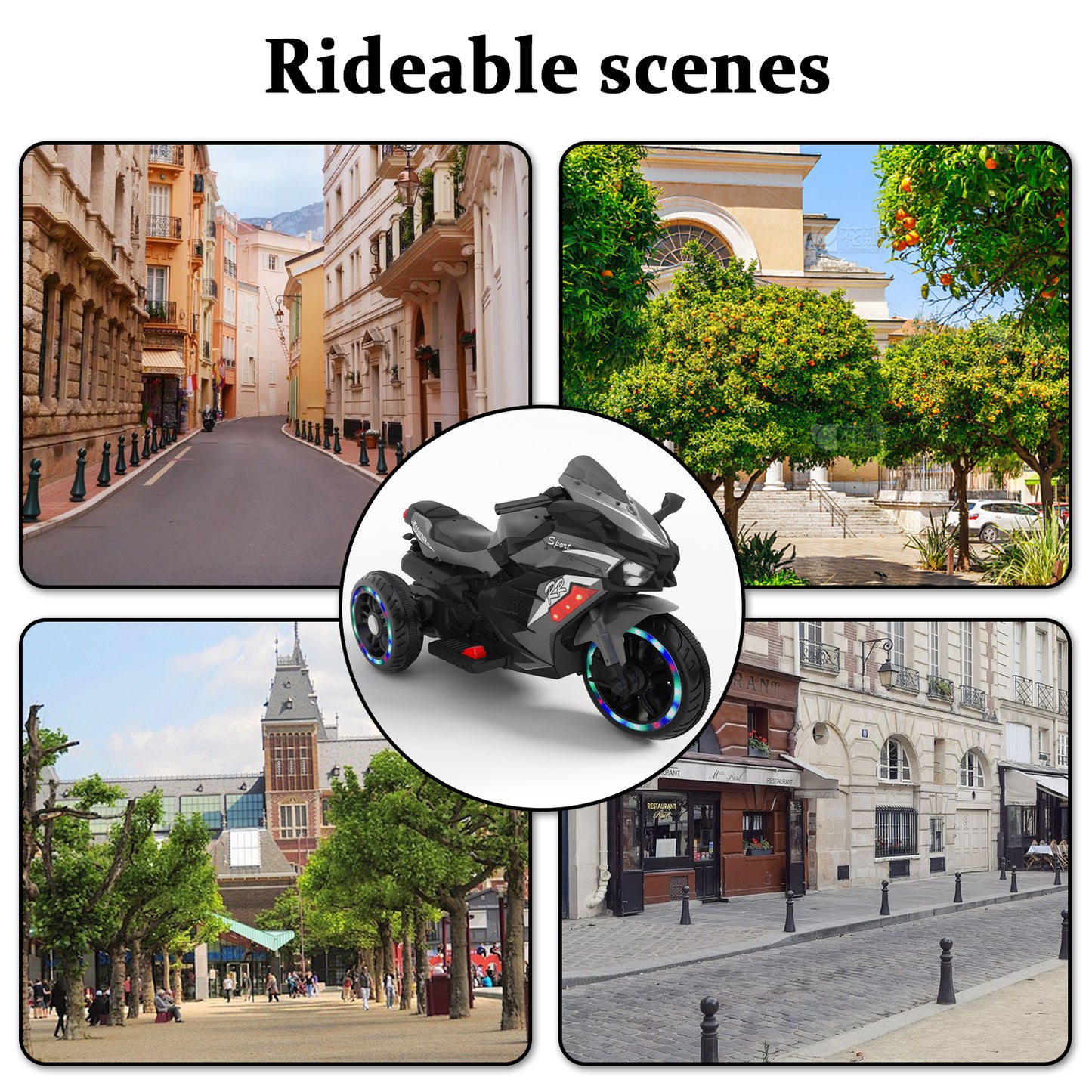 12V Ride on Motorcycle, Kids Electric Motorcycle with USB/MP3, Motorized Motorcycle Ride on Toy for Kids Toddler Boys Girls Aged 3-5, 3 Wheelers