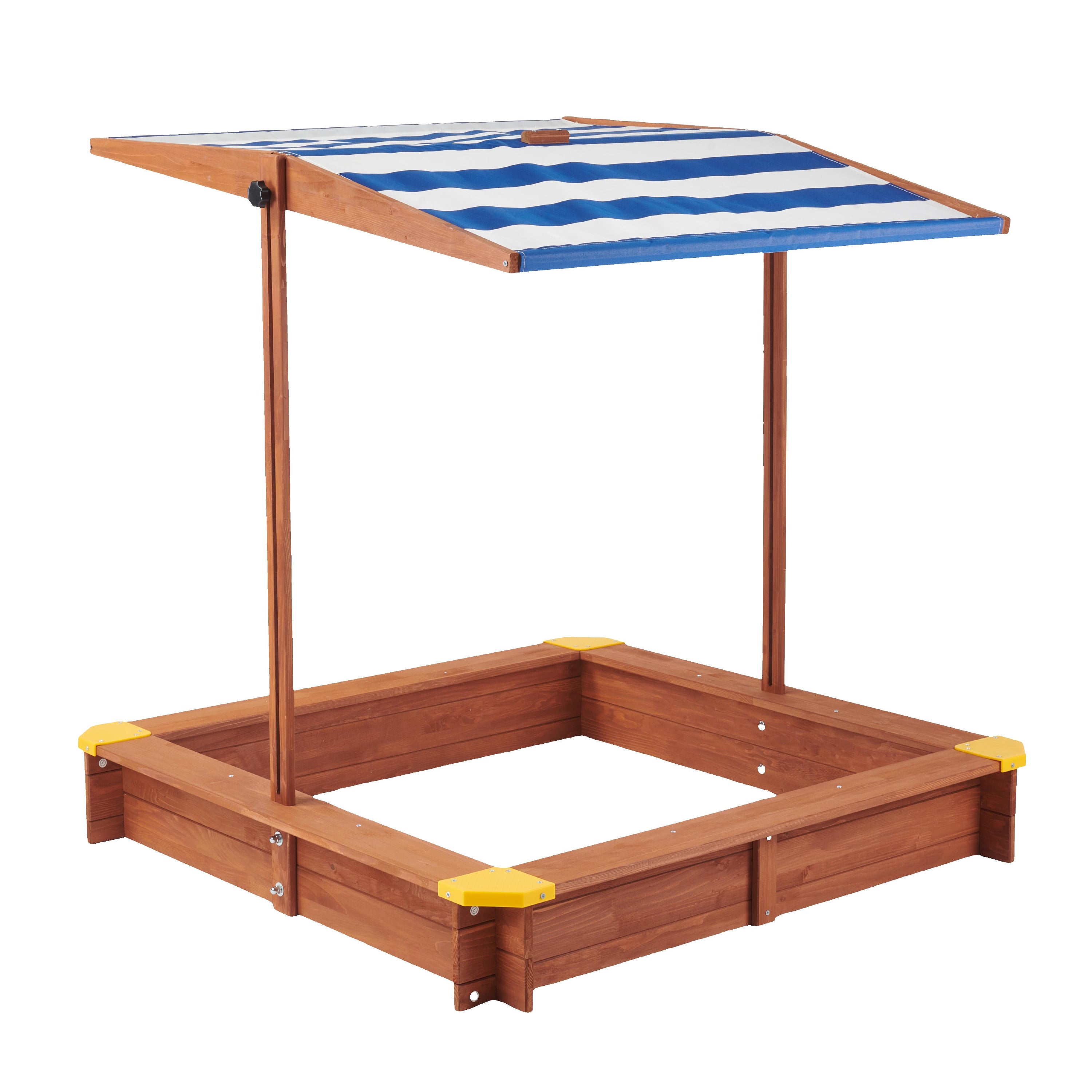 Outdoor Kids Sandbox with Cover Canopy Adjustable, Wooden Sandbox with Bench and Lid, Sand Play Toy Center for Boys Girls