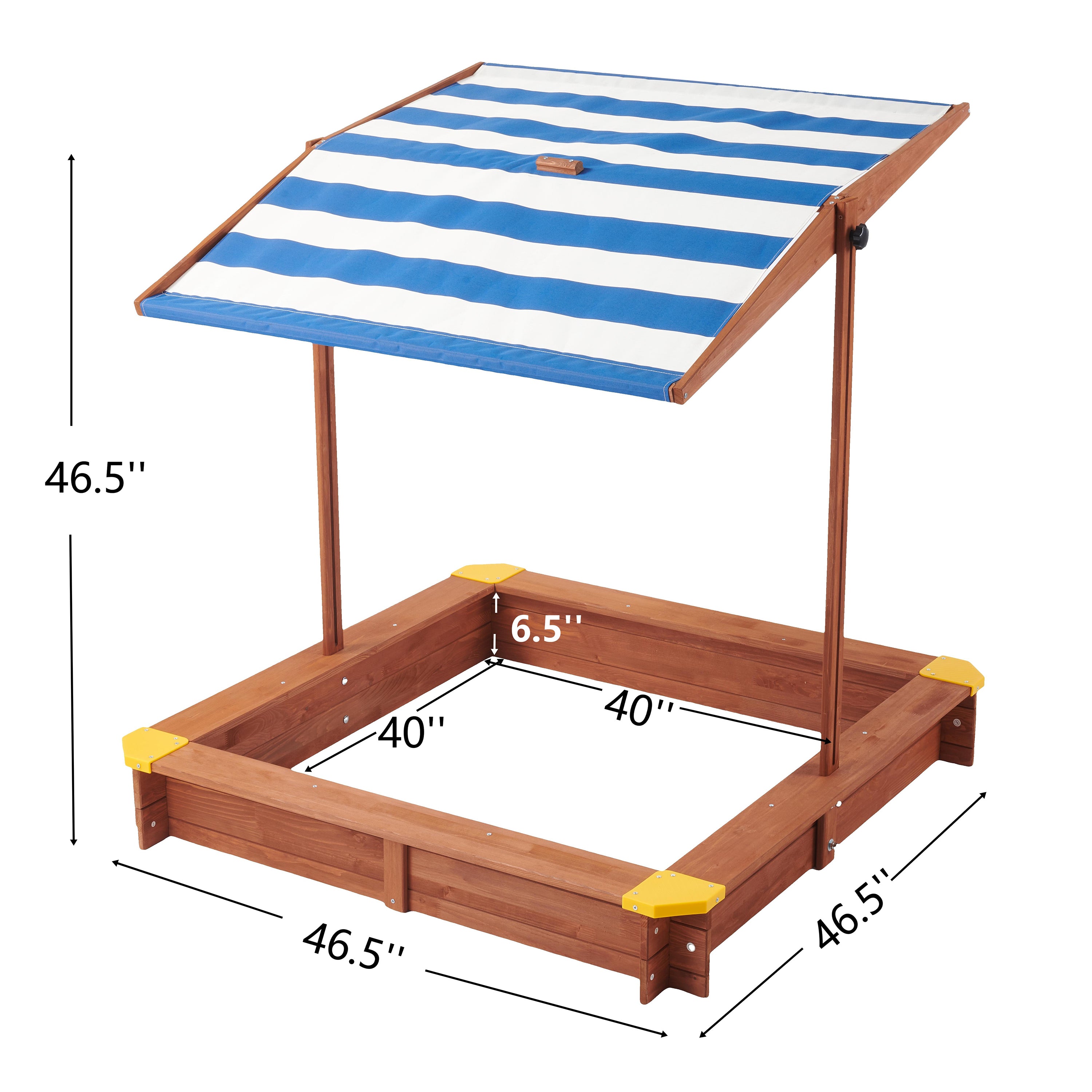 Outdoor Kids Sandbox with Cover Canopy Adjustable, Wooden Sandbox with Bench and Lid, Sand Play Toy Center for Boys Girls