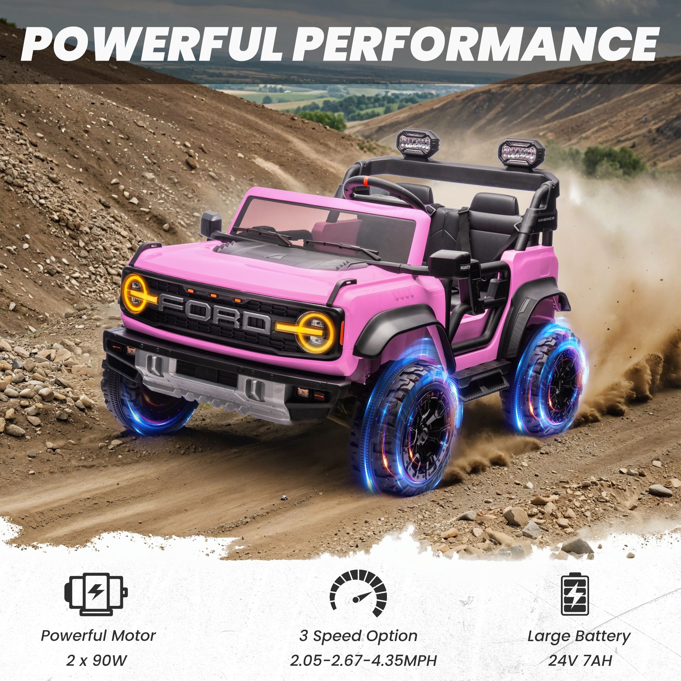 iYofe 24V Ford Bronco Raptor Thunder Electric Ride-On Car