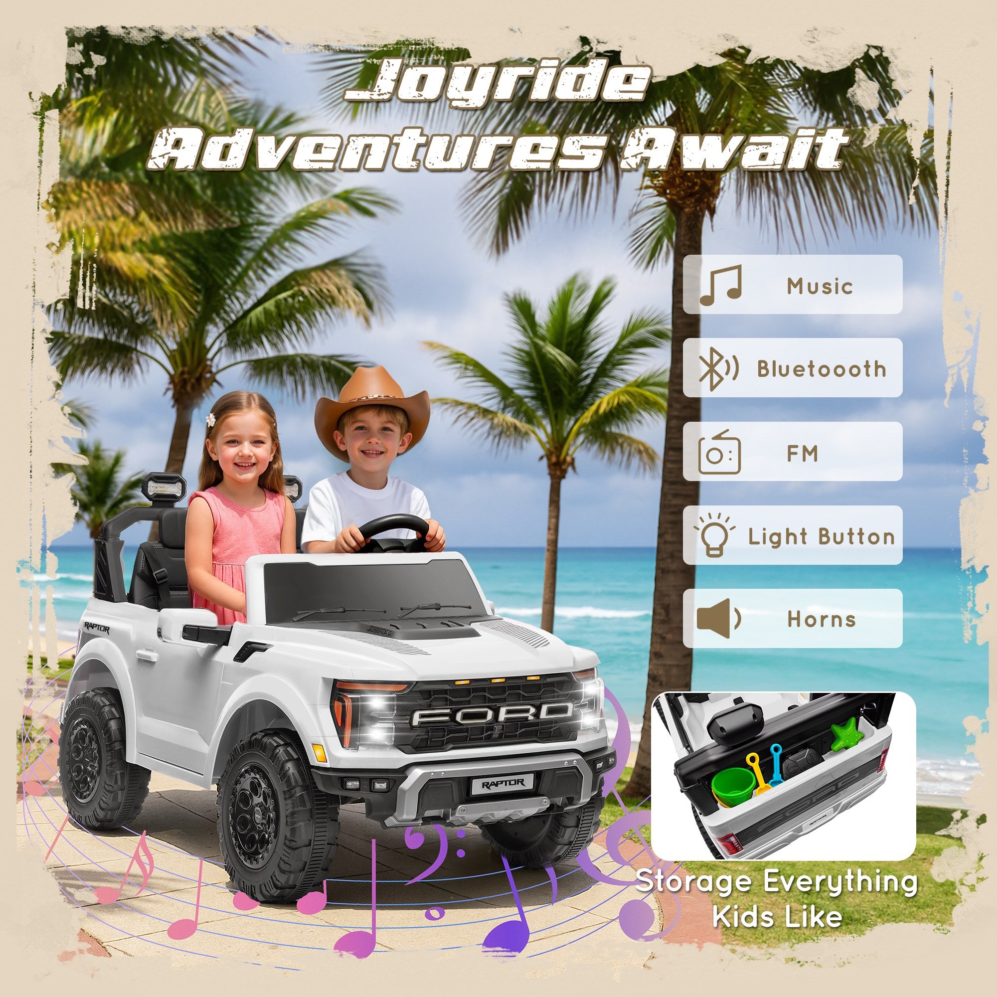 iYofe 24V Ford F-150 Raptor Titan Electric Ride-On Car