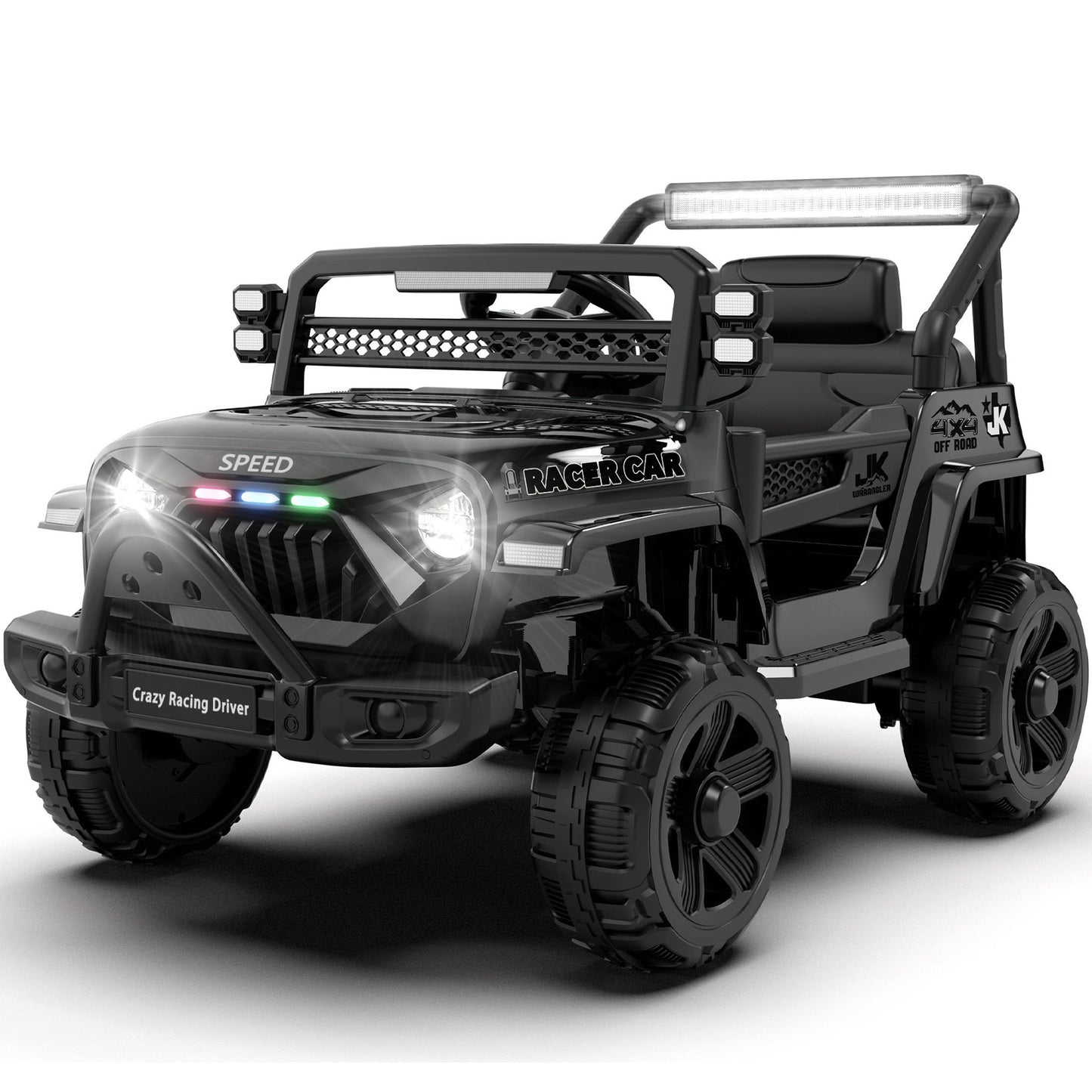 iYofe 12V Ride on Cars with Remote Control, Powered Kids Ride on Toys Truck for Boys Girls Ages 2-5, Toddler Cars Kids Electric Vehicles with Bluetooth Music, USB/MP3 Ports, 4 Wheel Suspension, Black