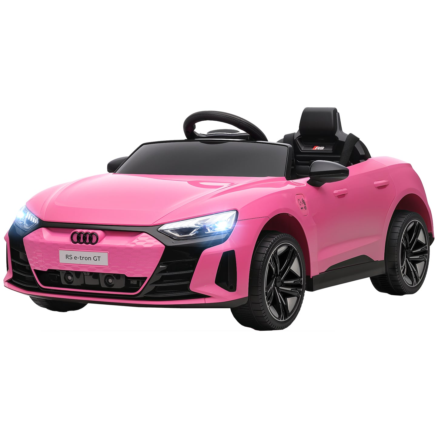 Audi 12V Kids Ride on Car with Remote Control, Electric Toy Car for Boys & Girls with Bluetooth, Horn, Suspension Wheels, Easy Carry Handle, Pink
