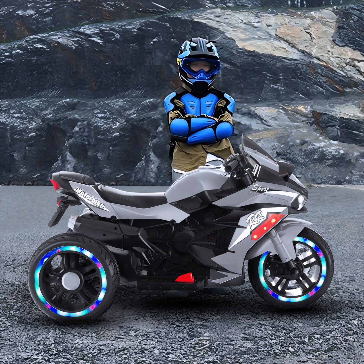12V Ride on Motorcycle, Kids Electric Motorcycle with USB/MP3, Motorized Motorcycle Ride on Toy for Kids Toddler Boys Girls Aged 3-5, 3 Wheelers