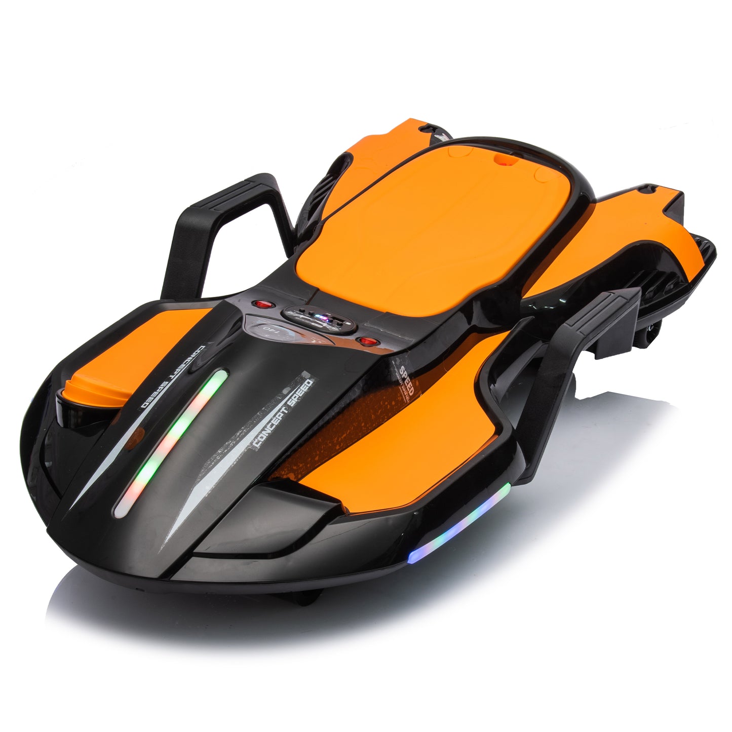 iYofe 24V Drift Cart 200W Kids' Electric Vehicles Child Ride On Toys for Age 6+ Boys and Girls with Helmet Knee Pads, Spray Function, Gravity Steering, Colorful Light, Music, Blue