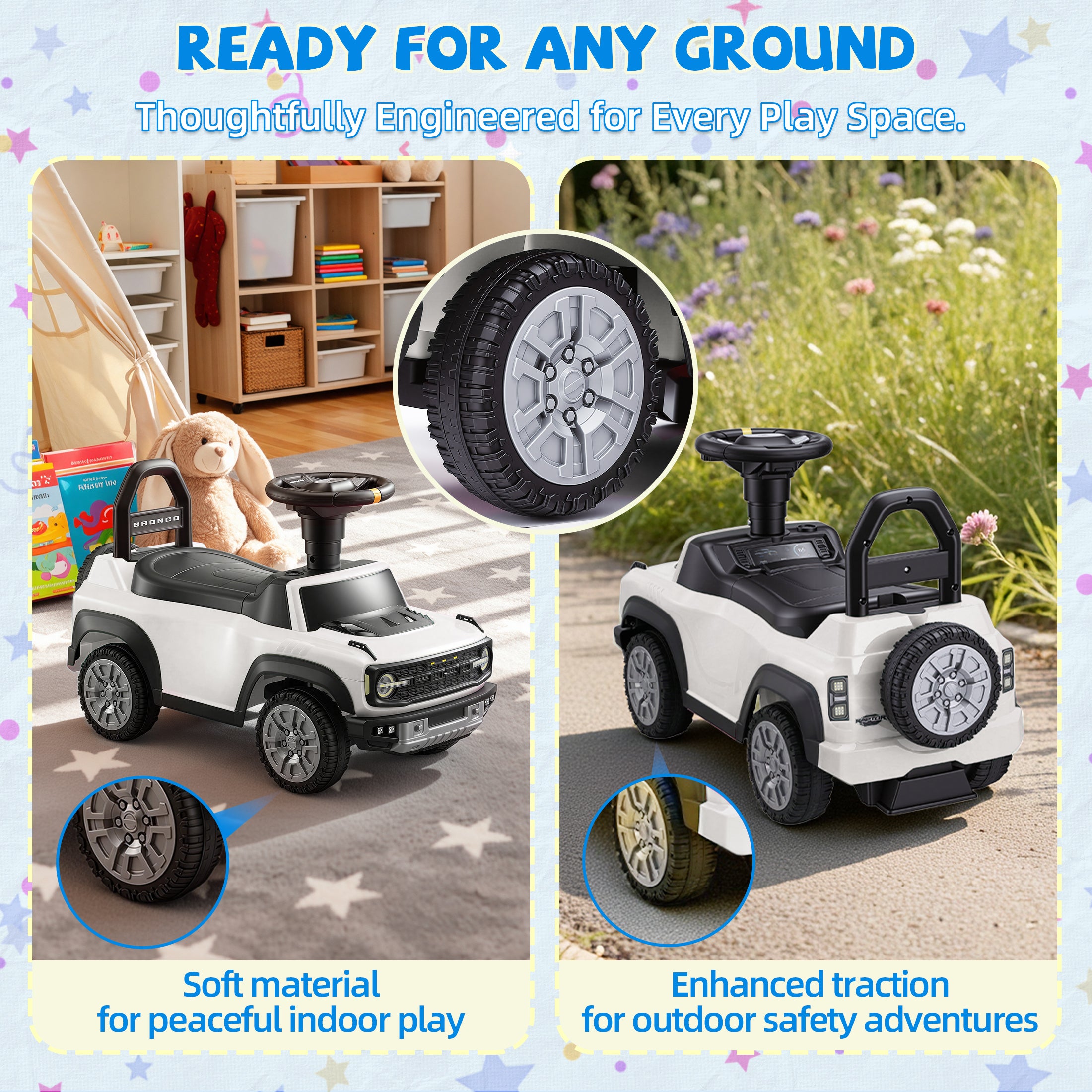 iYofe Ride On Car for Kids, Licensed Ford Bronco Raptor Kids Ride On with Horn, Music, Ride On Toys for Toddlers 18-36 Months