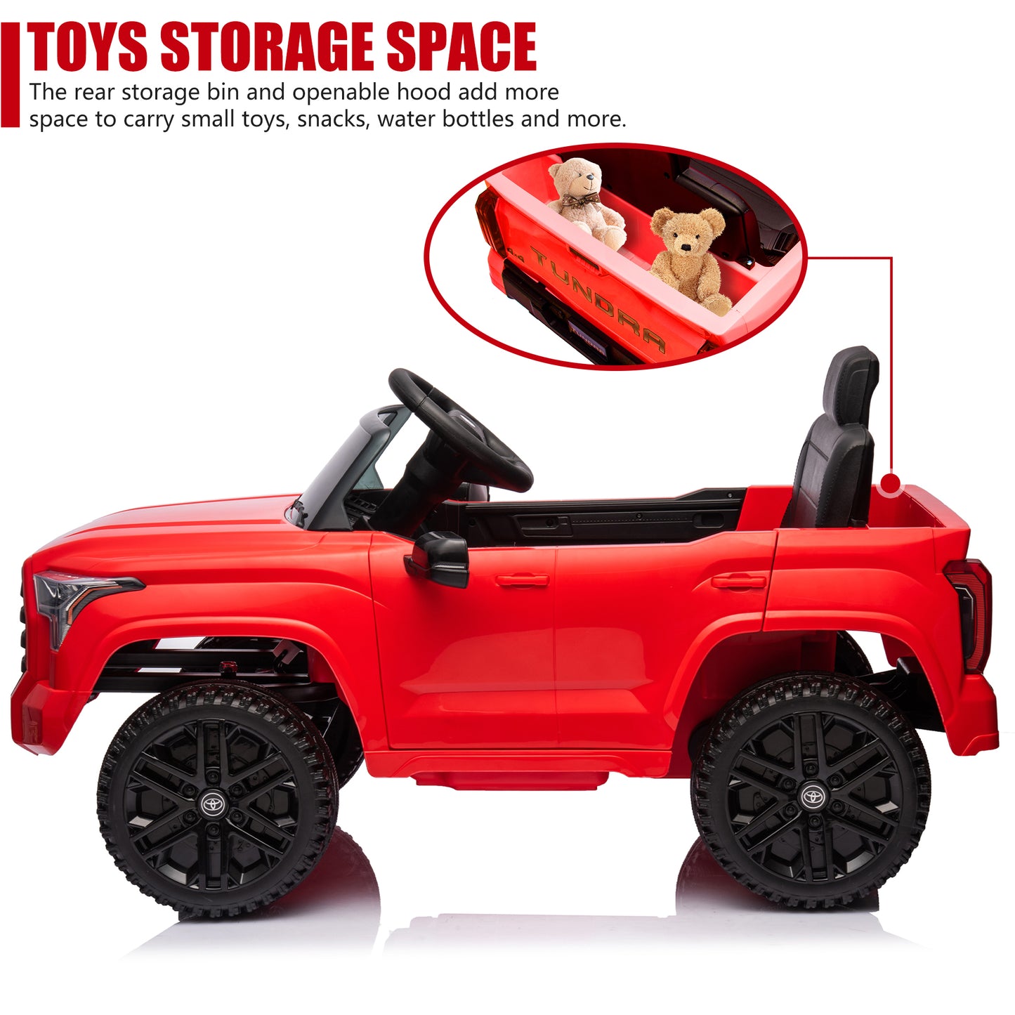 Toyota Tundra Pickup 12V 4.5A Ride On Cars with Remote Control, Battery Powered Ride On Toys for Kids, Kids Electric Vehicles with Bluetooth Music, USB, Electric Cars for Kids Boys Girls Gifts, Red