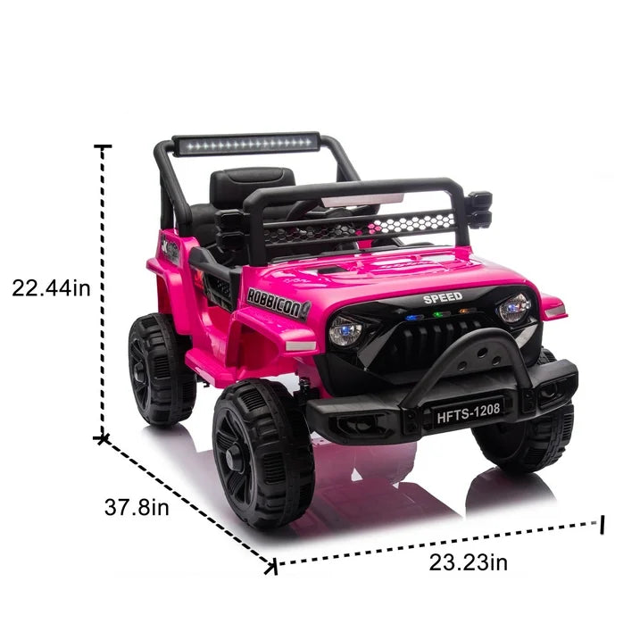 12V Kids Electric Car Truck Ride On Toy with Remote Control, 2WD, 4 Wheel Suspension Toy Cars, Bluetooth, MP3, USB, Mic Jack, LED Lights, 12V Power Ride On Car for Boys & Girls Ages 1-4, Pink