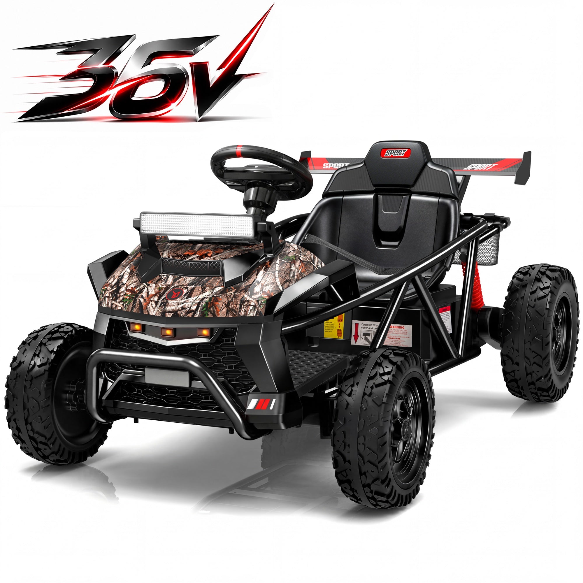 iYofe 36V Electric Ride on Car for Big Kids, Powered Ride on Vehicle for Boys Girls Ages 6+, Kids Electric Car with Bluetooth, Music, Rear Wheel Spring Suspension, Black