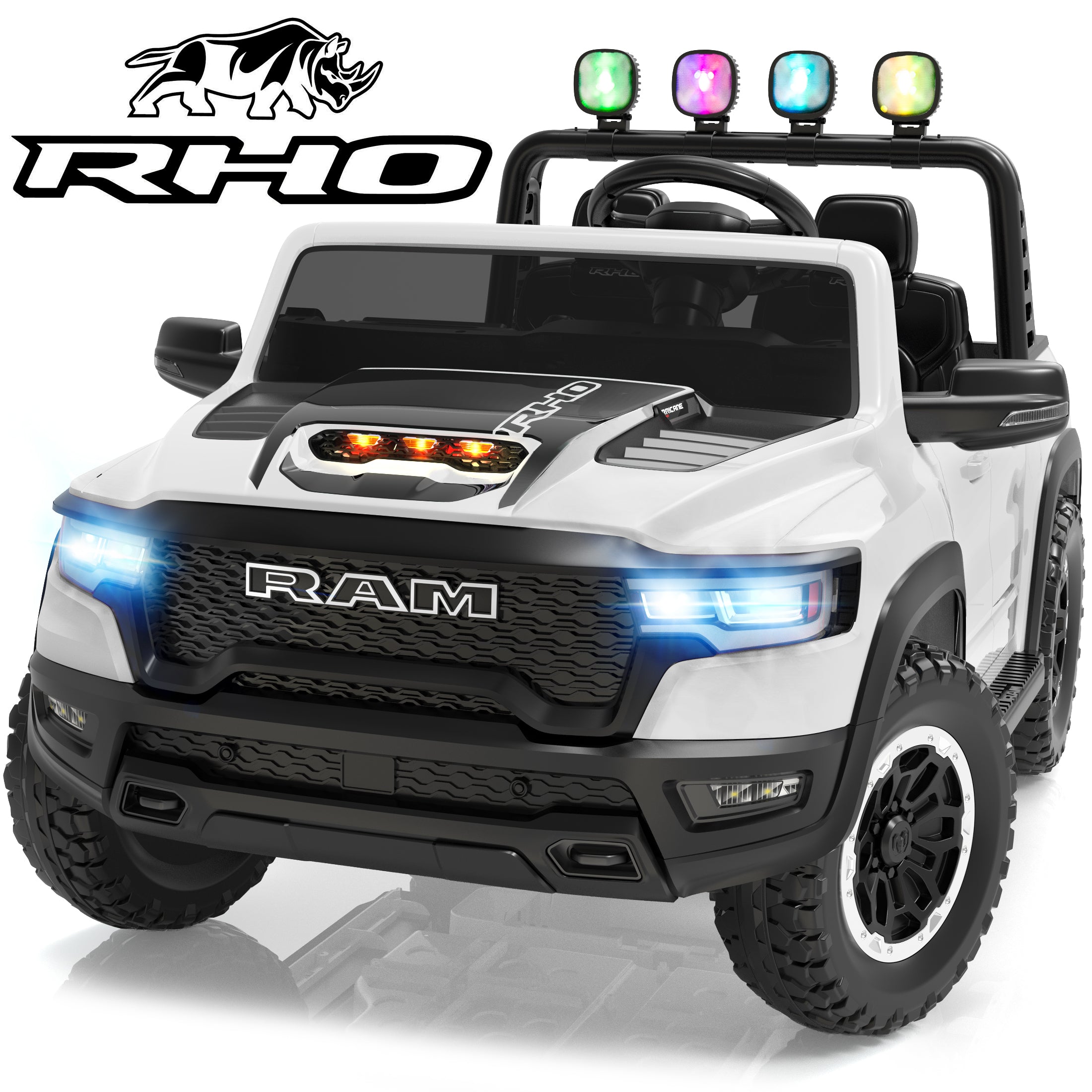 iYofe RAM 24V Kids Ride on Truck Cars for Boys Girls, Battery Powered Ride on Toys with All-Terrain Wheel, Bluetooth, MP3, Electric Car for Kids Toddler with Remote Control
