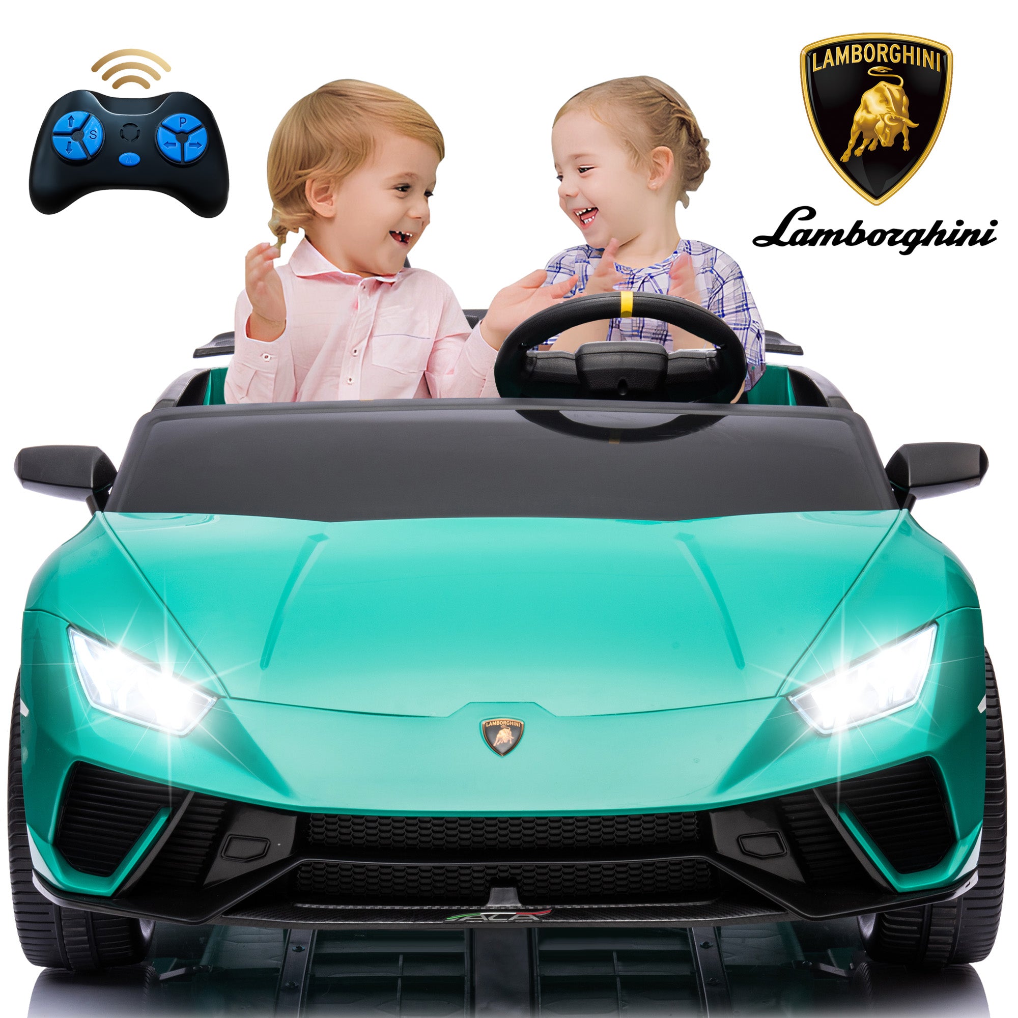 Lamborghini 24V Ride on Car for Big Kids, Lamborghini Huracan Battery Powered Ride on Toy with Remote Control, Electric Car for Kids Toddlers 3-8, 4 Wheelers Car w/ Bluetooth & Light, 360° Spin, Pink