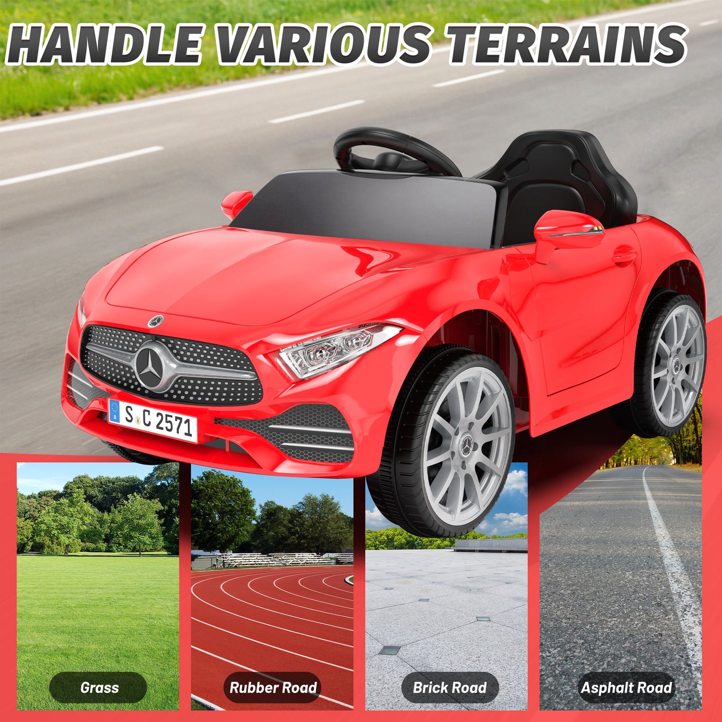 12V Ride on Toy for Kids, Licensed Mercedes-Benz CLS 350 Powered Ride on Car with Remote Control, Kids Electric Cars for Boys Girls 2-5 with Bluetooth, Music, LED Lights, 3 Speeds, 4 Wheelers, Red