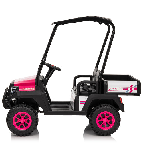 24V Remote Control Kids UTV Ride-On Car - 2 Seater Electric Toy Car w/ Parental Remote, Dual Motors, 4-Wheel Suspension, Bluetooth Audio, LED Lights & Removable Canopy