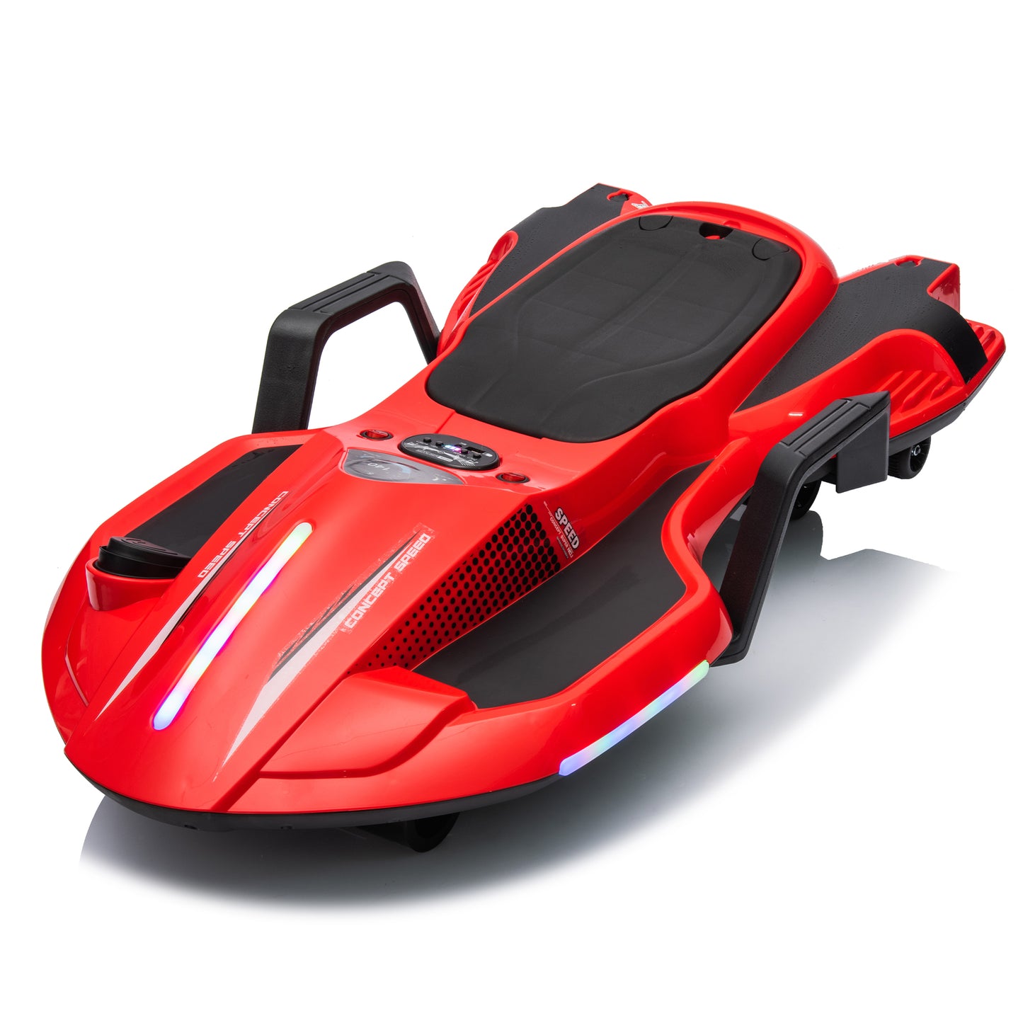 iYofe 24V Drift Cart 200W Kids' Electric Vehicles Child Ride On Toys for Age 6+ Boys and Girls with Helmet Knee Pads, Spray Function, Gravity Steering, Colorful Light, Music, Blue