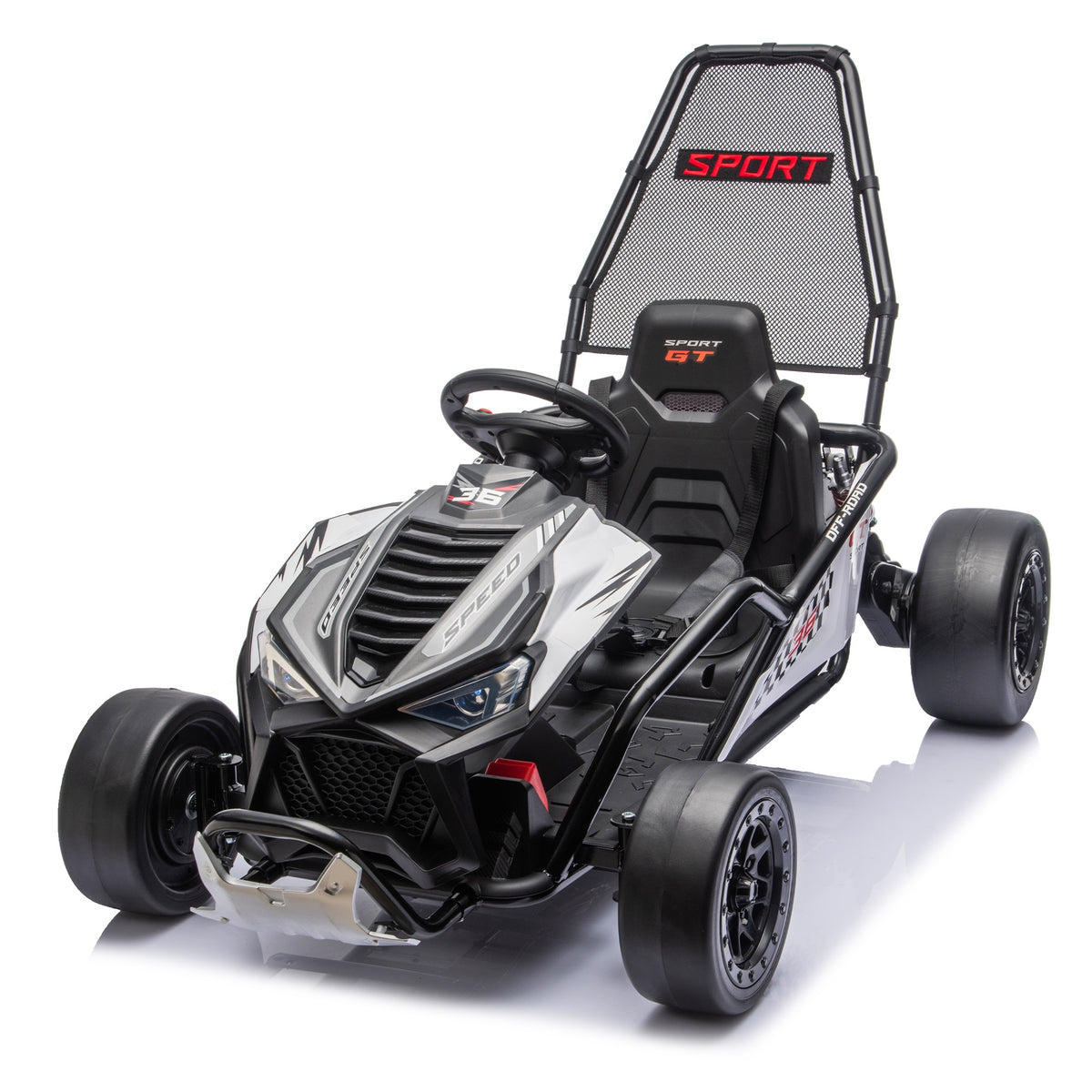 iYofe 24v Ride on Toys for Big Kids, 400w 7.5 Mph Electric Go Kart W/Front Eva Wheel, Music & Lights, Suspension, Bluetooth, 5 Point Harness, Kids Electric Car