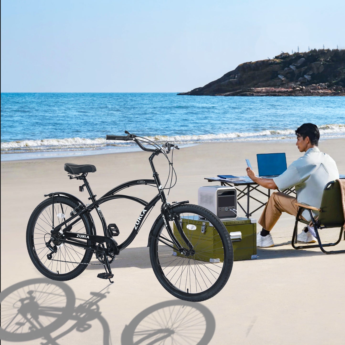 iYofe 26 Inch Mens Beach Cruiser Bike, Shimano 7 Speed Cruiser Bike for Men, Commuter Bicycle