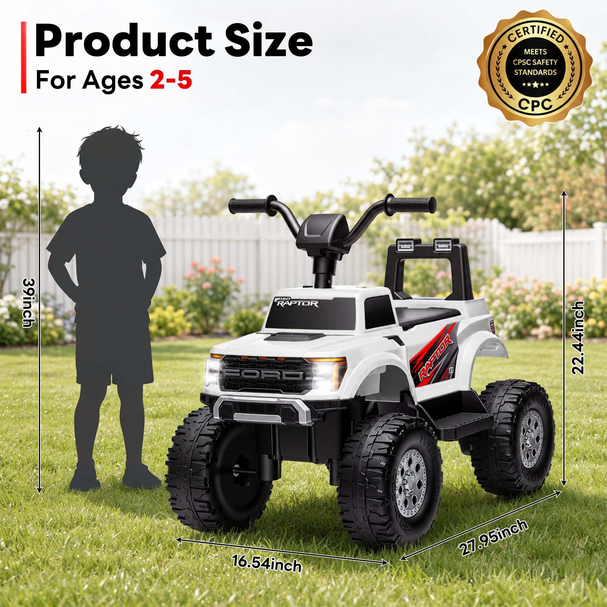 iYofe 12V Ford F-150 Kids ATV Ride on, Battery Powered Ride on Toy w/LED Lights, 4 Wheelers for Kids Toddlers