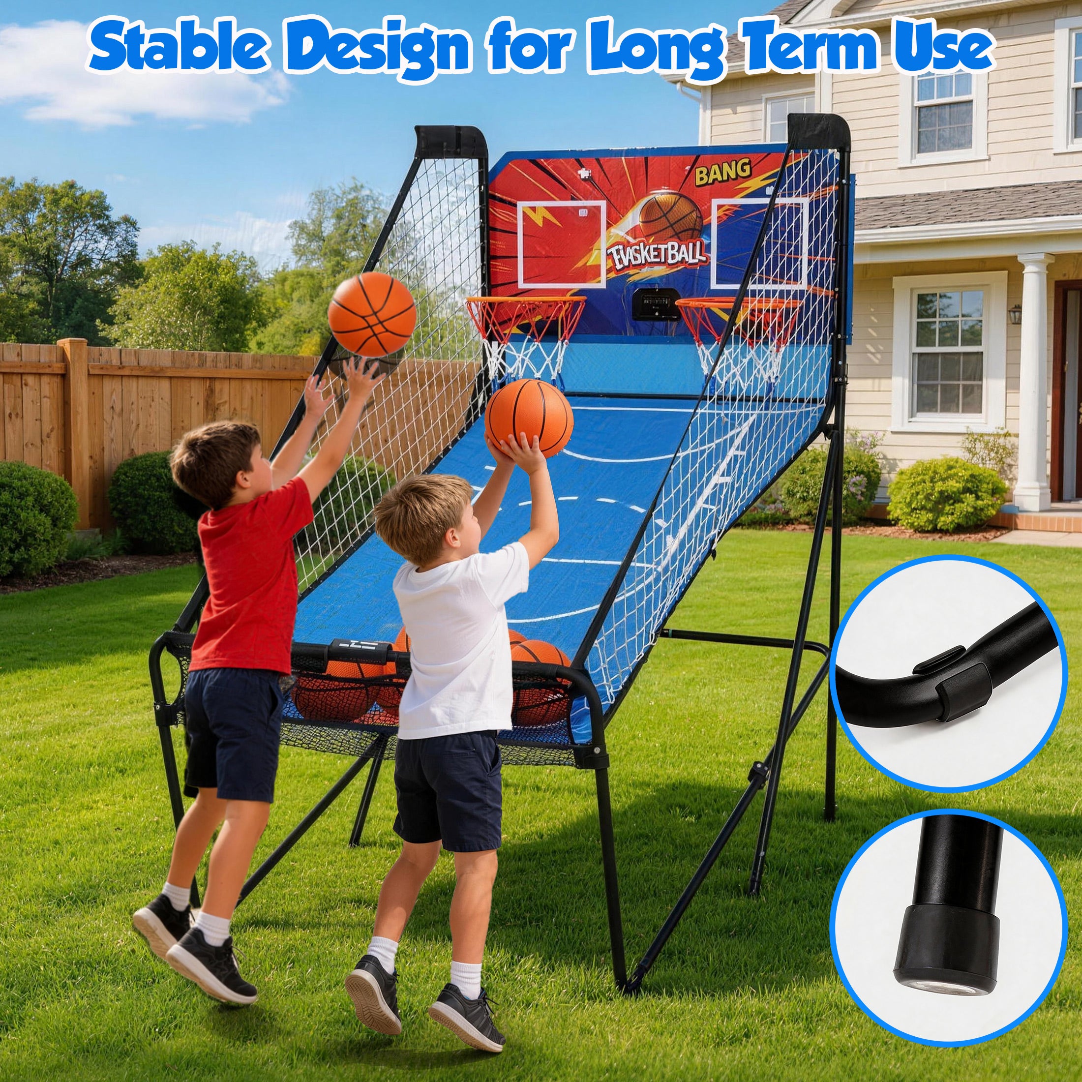 iYofe Basketball Arcade Game Indoor, Arcade Basketball Hoop 8 Game Modes, Electronic Basketball Shooting Machine, Foldable Frame, 6 Balls, Air Pump, Led Scoreboard, for Youth and Adults