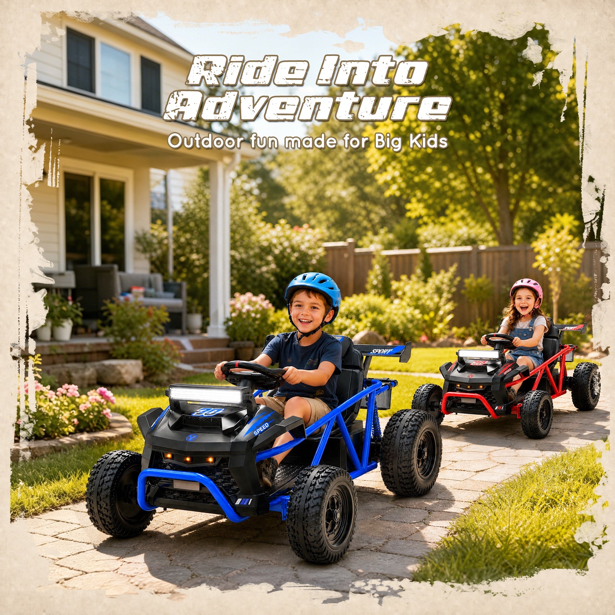 iYofe 36V Electric Ride on Car for Big Kids, Powered Ride on Vehicle for Boys Girls Ages 6+, Kids Electric Car with Bluetooth, Music, Rear Wheel Spring Suspension, Blue