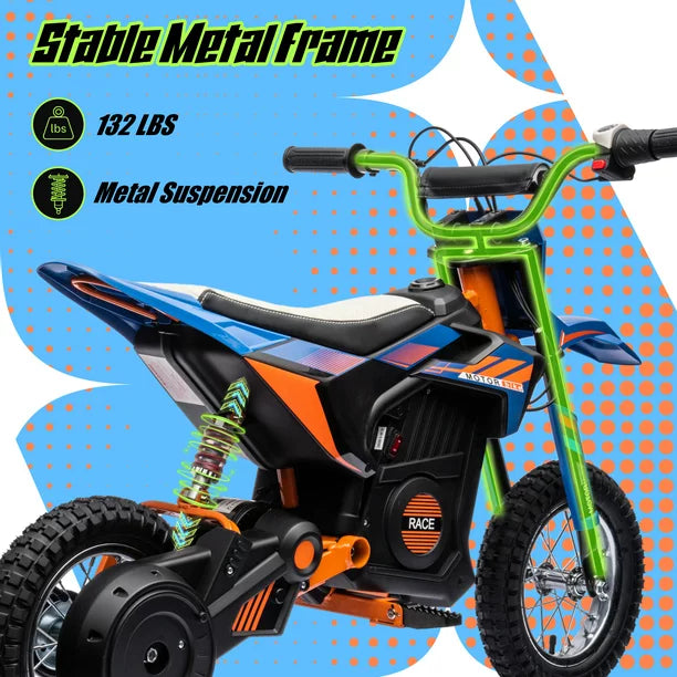 iYofe 24V Electric Dirt Bike, 250W Electric Motorcycle Ride On Toys, Battery Powered Motorcycle Electric Car, Up to 13.7 MPH for Kids Ages 13+ Blue