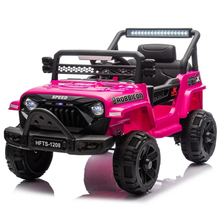 12V Kids Electric Car Truck Ride On Toy with Remote Control, 2WD, 4 Wheel Suspension Toy Cars, Bluetooth, MP3, USB, Mic Jack, LED Lights, 12V Power Ride On Car for Boys & Girls Ages 1-4, Pink