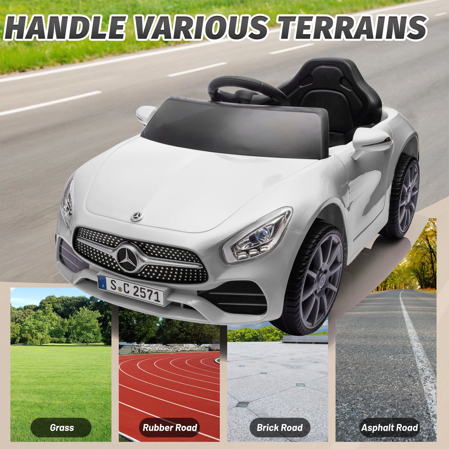 12V Ride on Toy for Kids, Licensed Mercedes-Benz CLS 350 Powered Ride on Car with Remote Control, Kids Electric Cars for Boys Girls 2-5 with Bluetooth, Music, LED Lights, 3 Speeds, 4 Wheelers, White