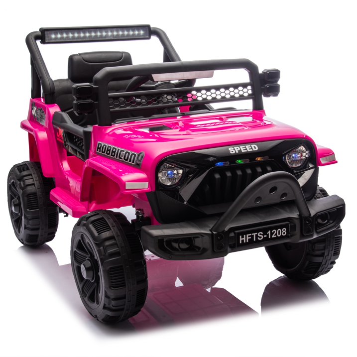 12V Kids Electric Car Truck Ride On Toy with Remote Control, 2WD, 4 Wheel Suspension Toy Cars, Bluetooth, MP3, USB, Mic Jack, LED Lights, 12V Power Ride On Car for Boys & Girls Ages 1-4, Pink