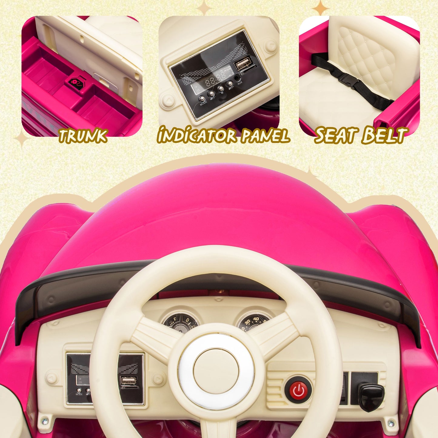 12V Ride on Toys, Licensed Chevrolet 3100 Powered Ride on Cars with Remote Control, Bluetooth, Music, USB Ports, LED Lights, 4 Wheels Suspension, Electric Car for Kids Boys Girls Ages 3-6, Pink