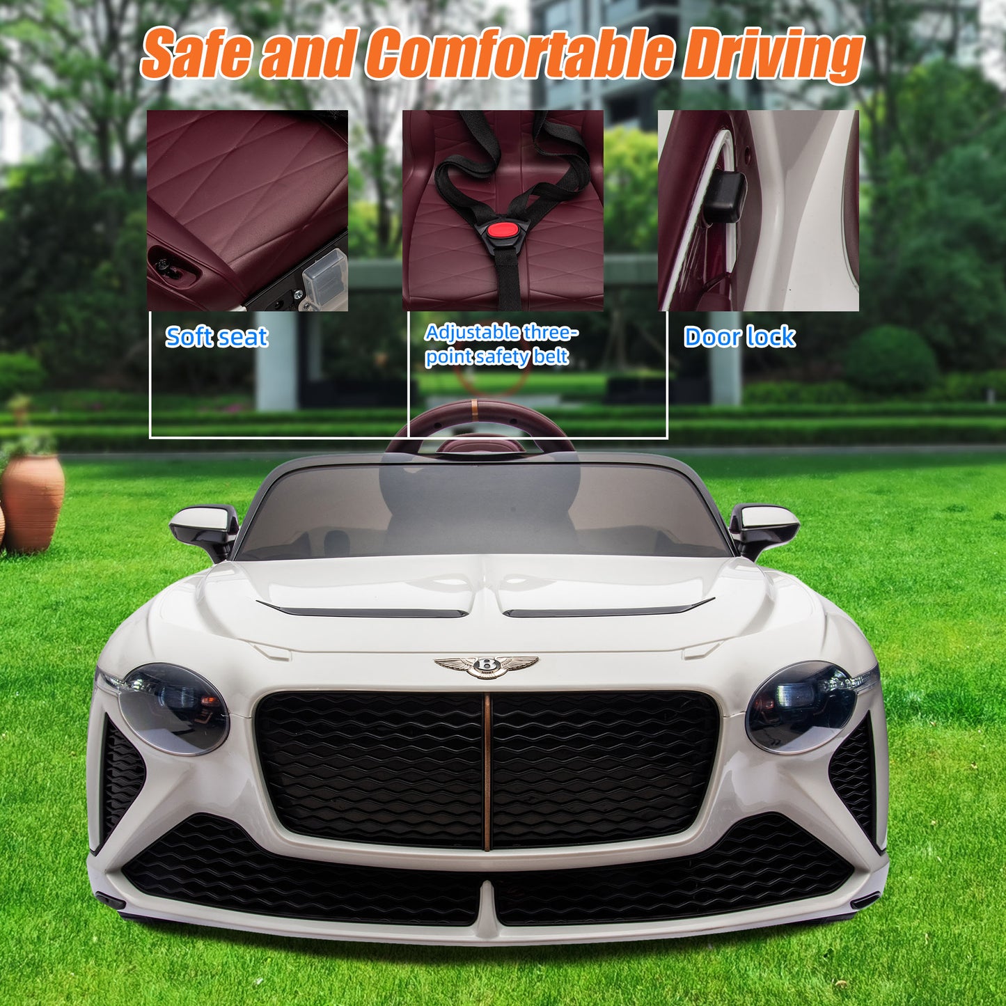 12V Ride On Car for 3-6 Yaers Old Boys and Girls Ride on Toy Licensed Bentley Electric Vehicles with 2.4 G Remote Control, Bluetooth