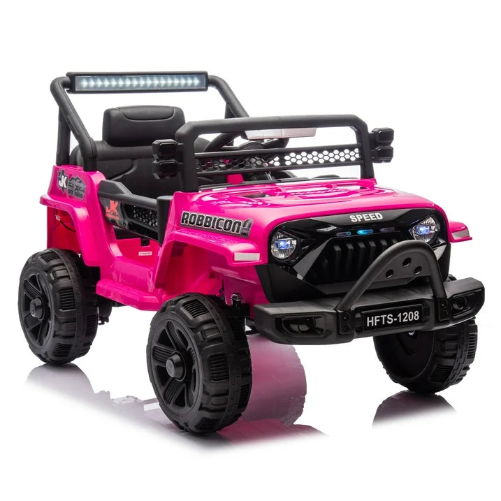 12V Kids Electric Car Truck Ride On Toy with Remote Control, 2WD, 4 Wheel Suspension Toy Cars, Bluetooth, MP3, USB, Mic Jack, LED Lights, 12V Power Ride On Car for Boys & Girls Ages 1-4, Pink