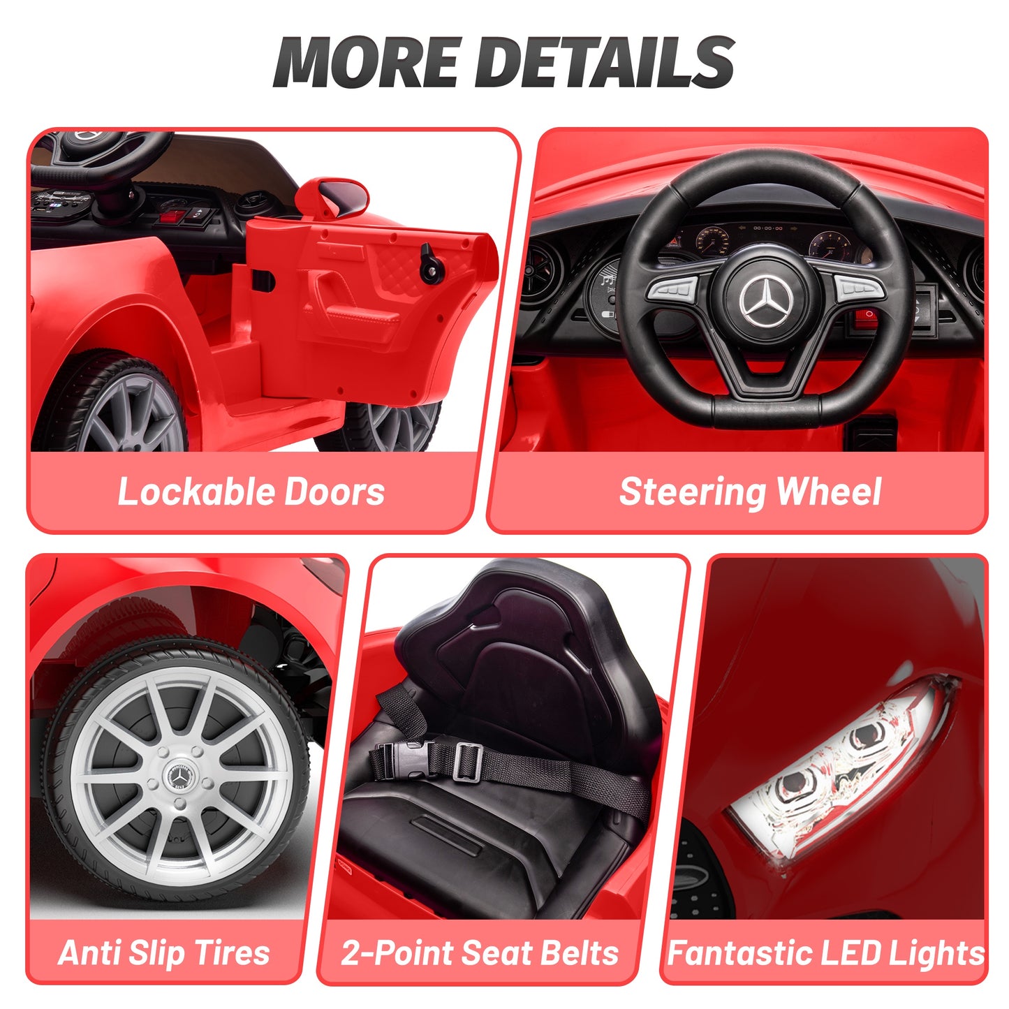 12V Ride on Toy for Kids, Licensed Mercedes-Benz CLS 350 Powered Ride on Car with Remote Control, Kids Electric Cars for Boys Girls 2-5 with Bluetooth, Music, LED Lights, 3 Speeds, 4 Wheelers, Red